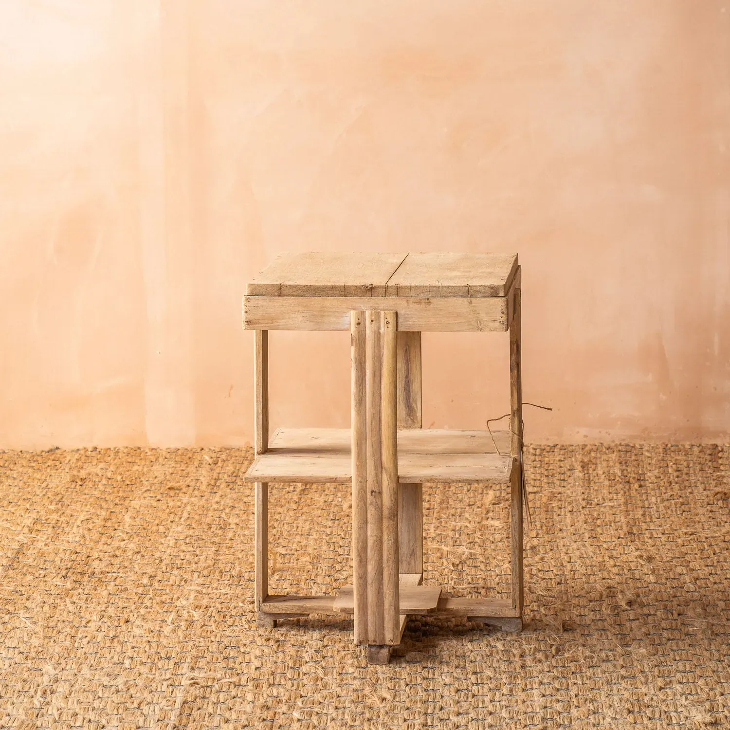 Vintage Square Side Table with Storage - Natural, Teak