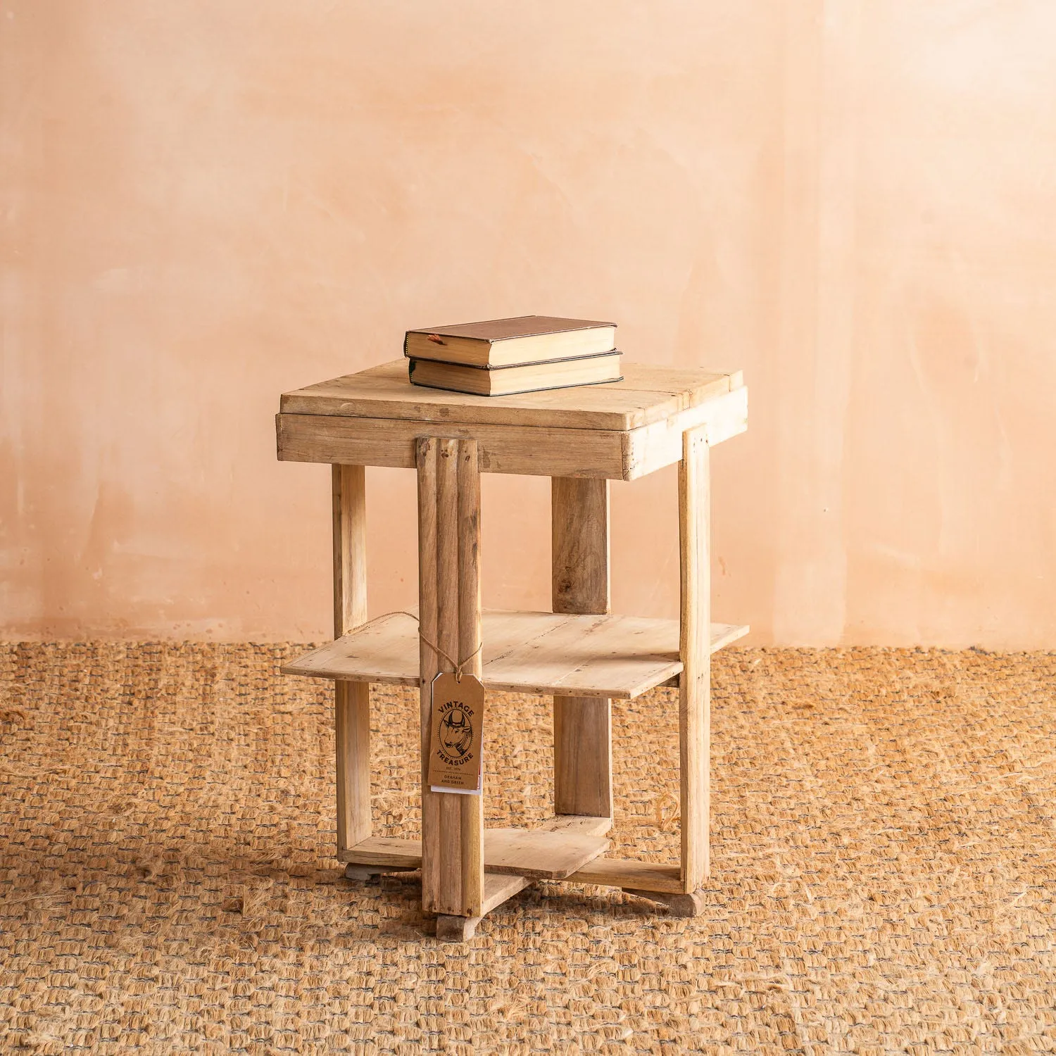 Vintage Square Side Table with Storage - Natural, Teak image