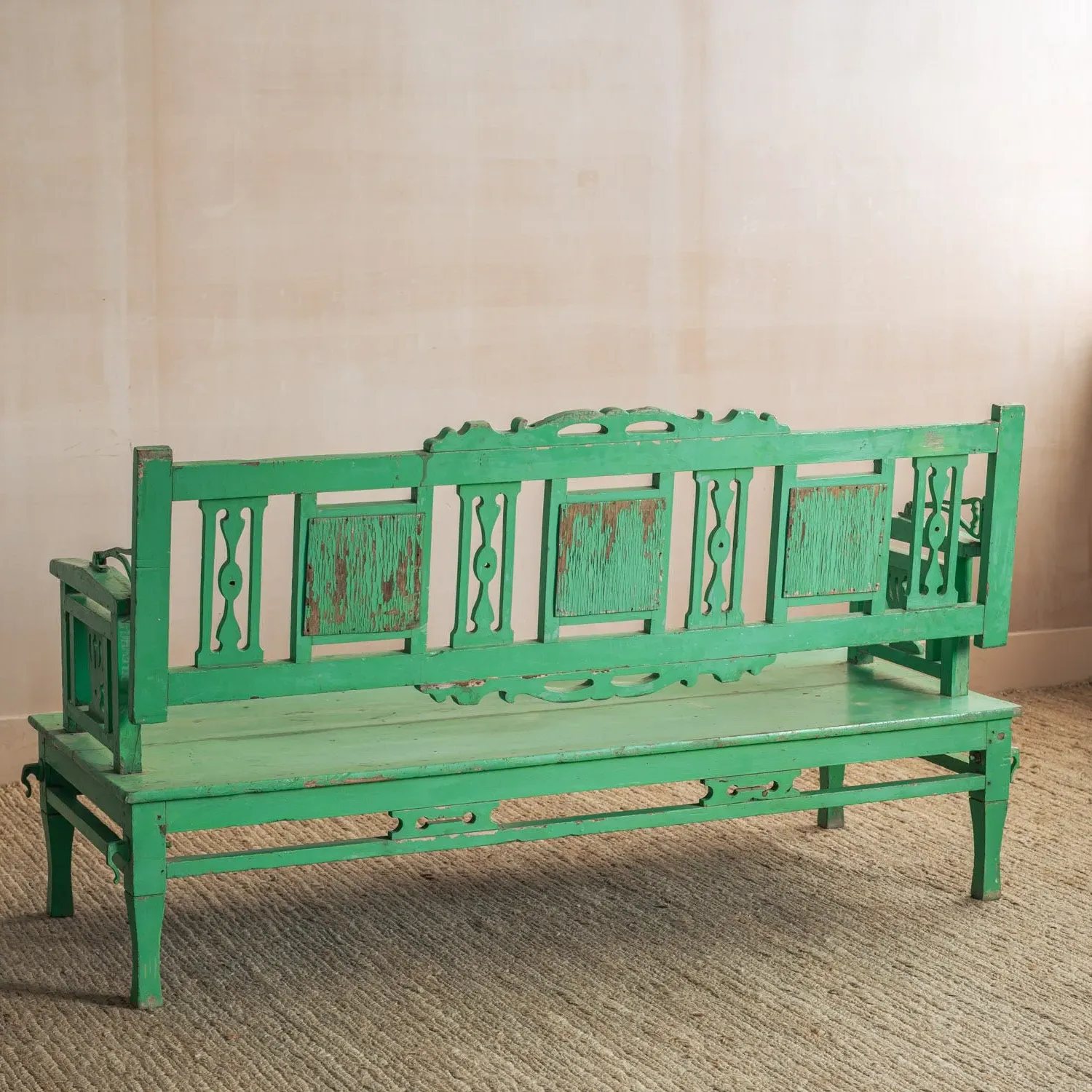 Vintage Swing Bench - Green, Teak