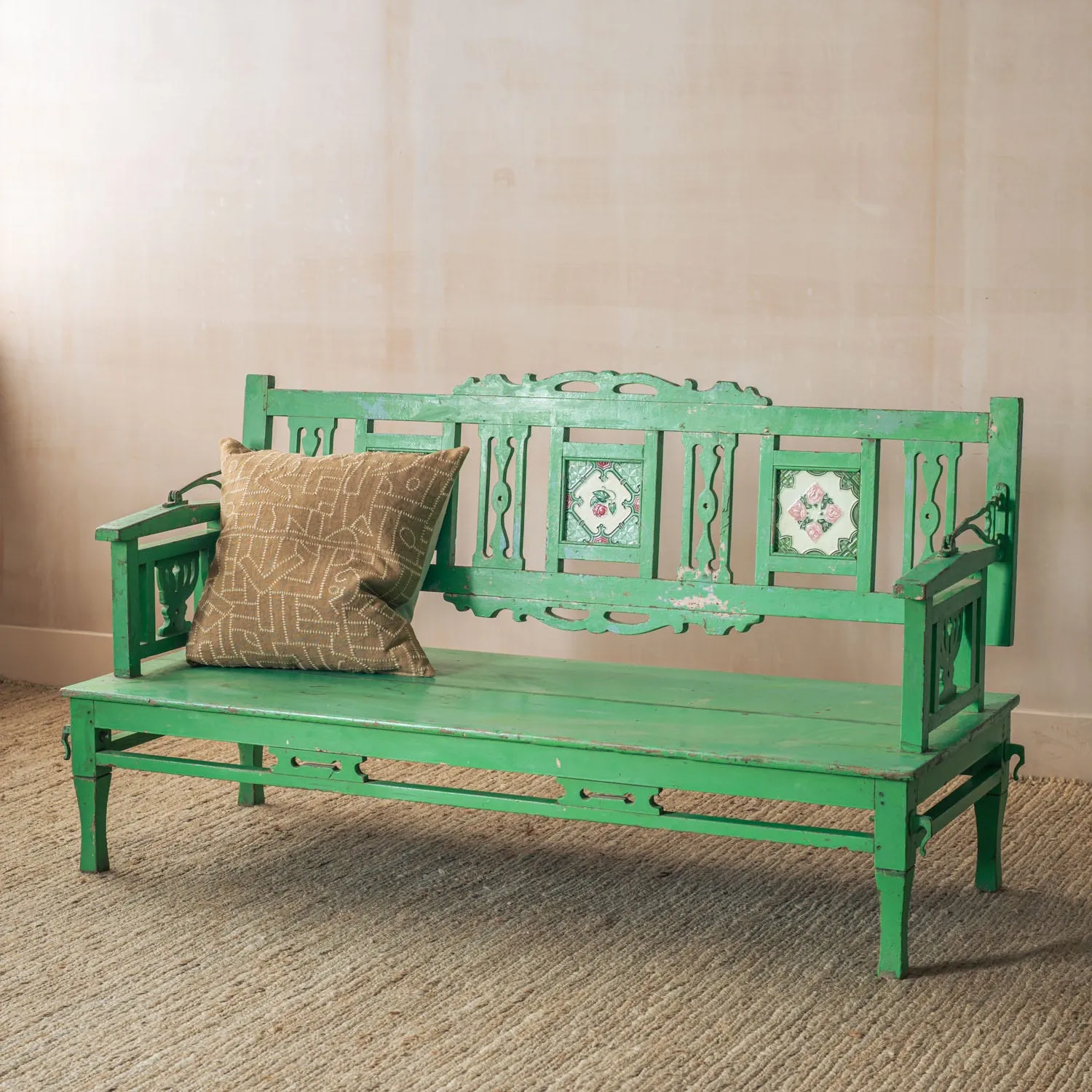 Vintage Swing Bench - Green, Teak