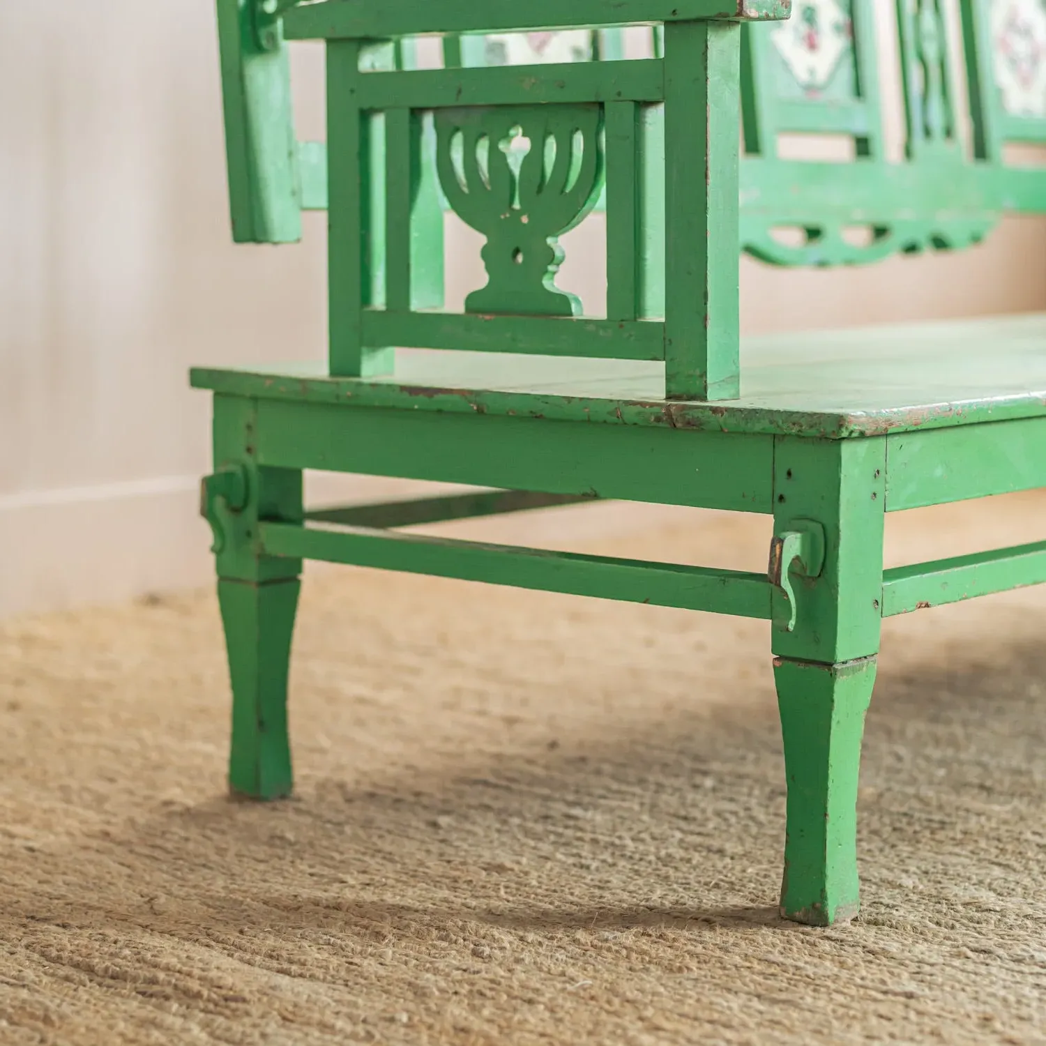 Vintage Swing Bench - Green, Teak