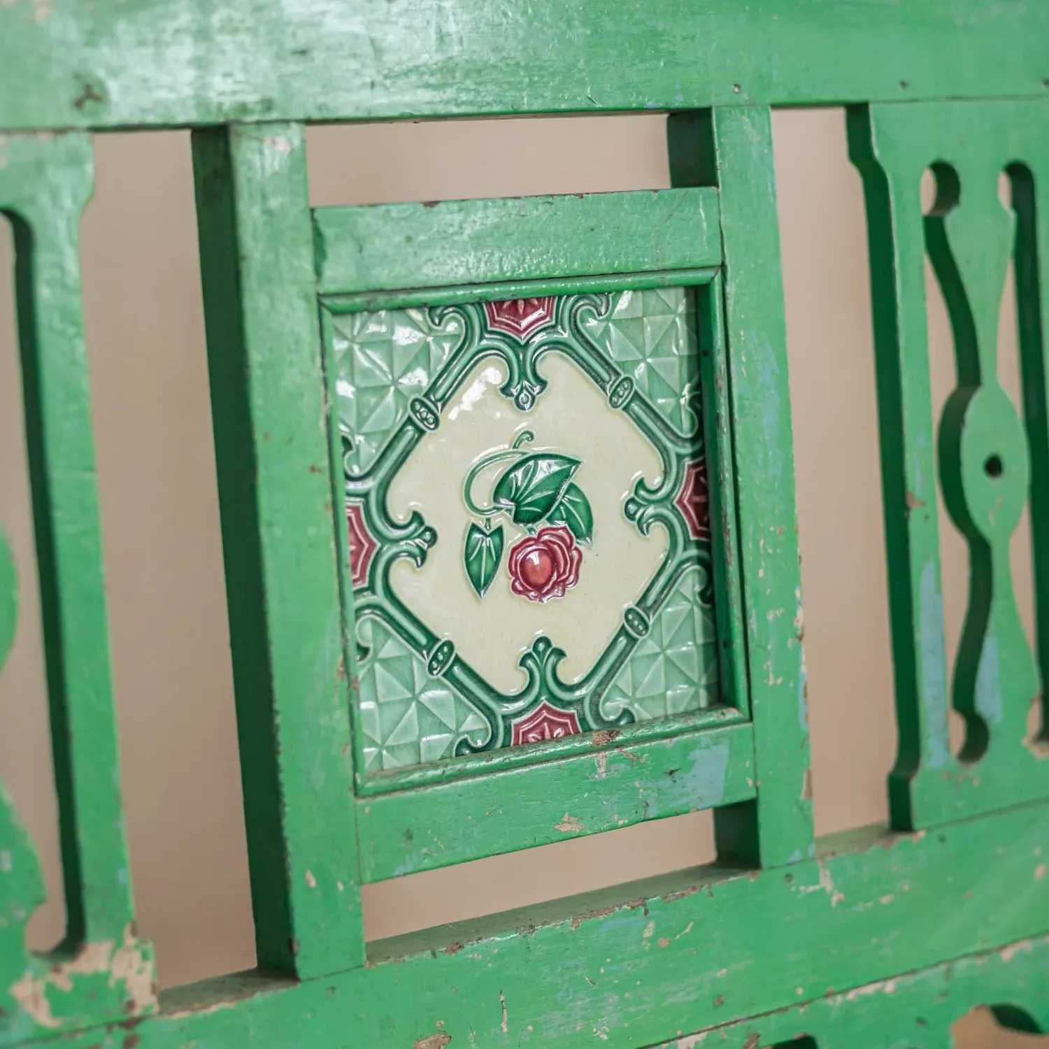 Vintage Swing Bench - Green, Teak