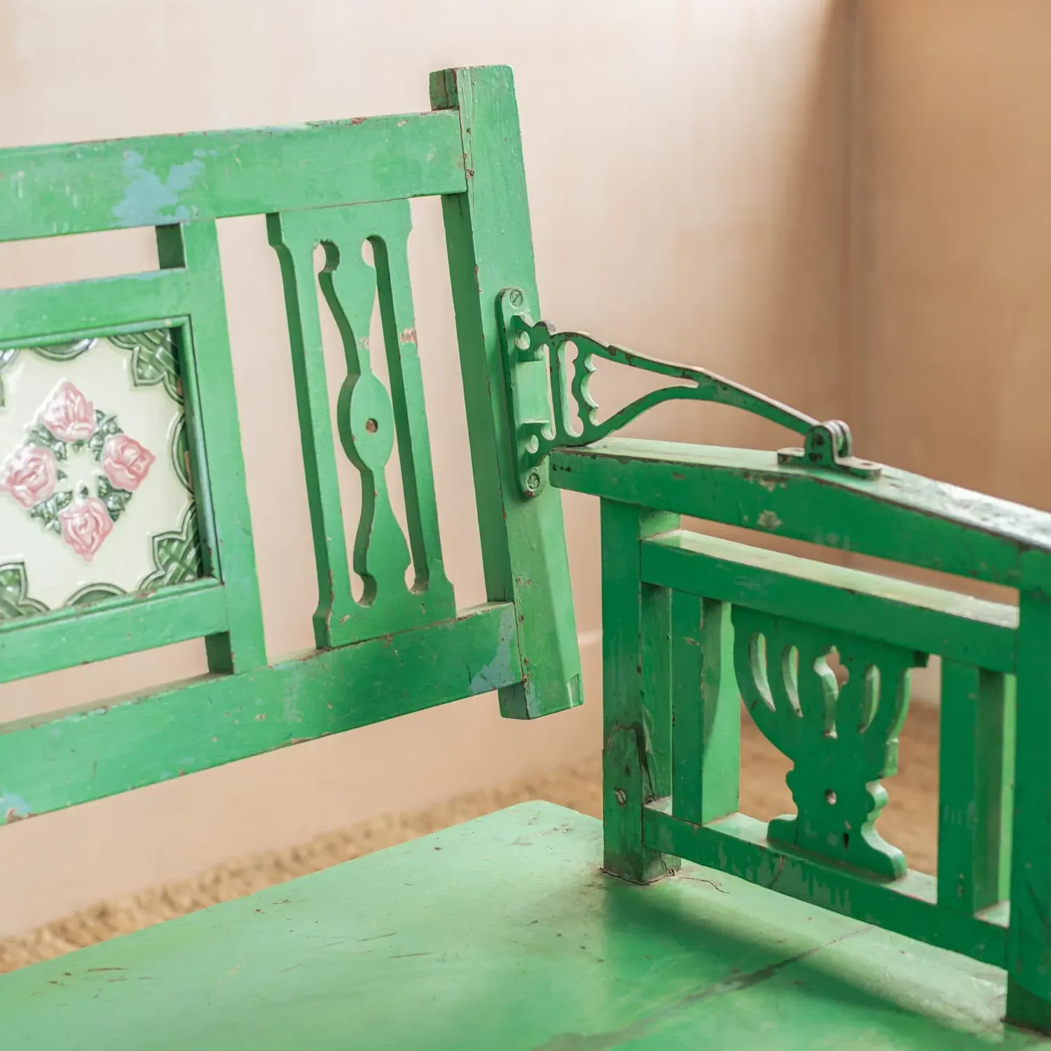 Vintage Swing Bench - Green, Teak