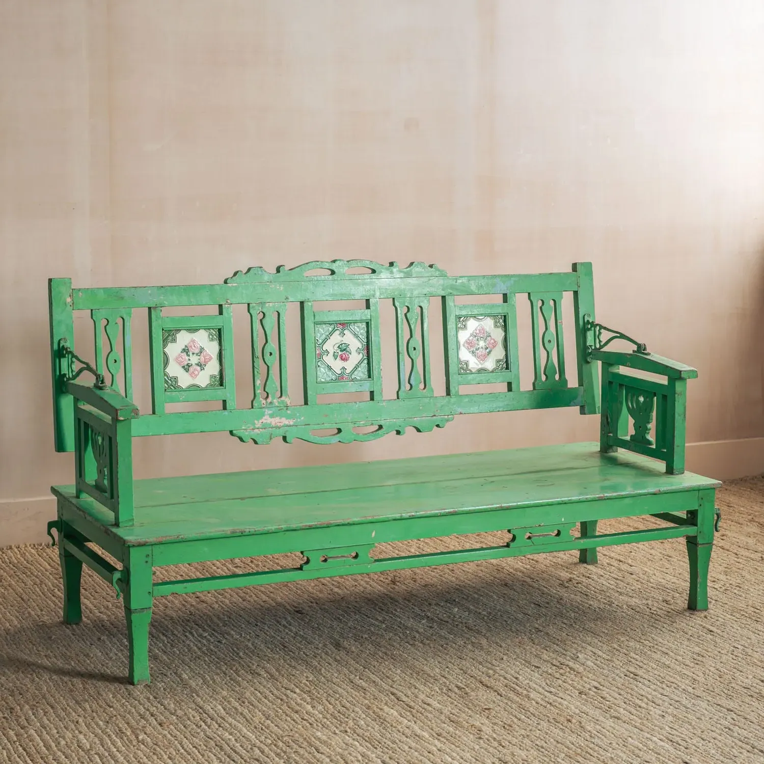 Vintage Swing Bench - Green, Teak image