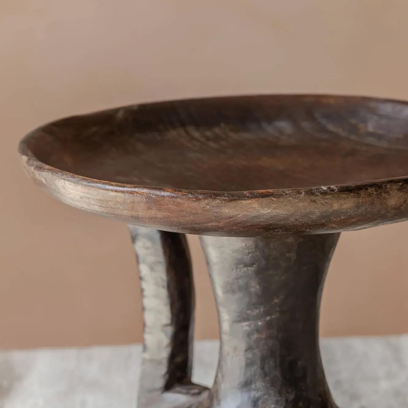 Vintage Tall Display Dish - Dark Wood