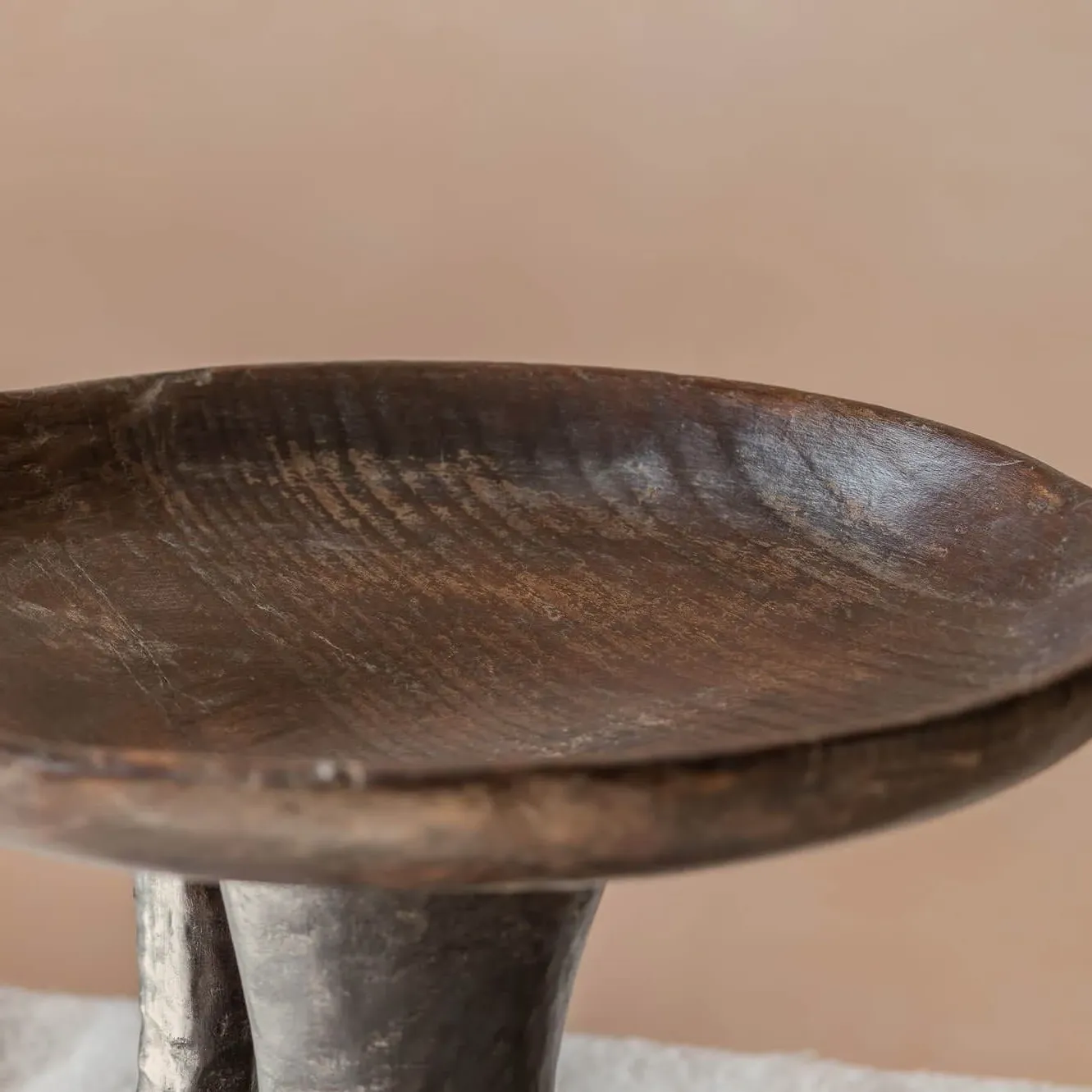 Vintage Tall Display Dish - Dark Wood