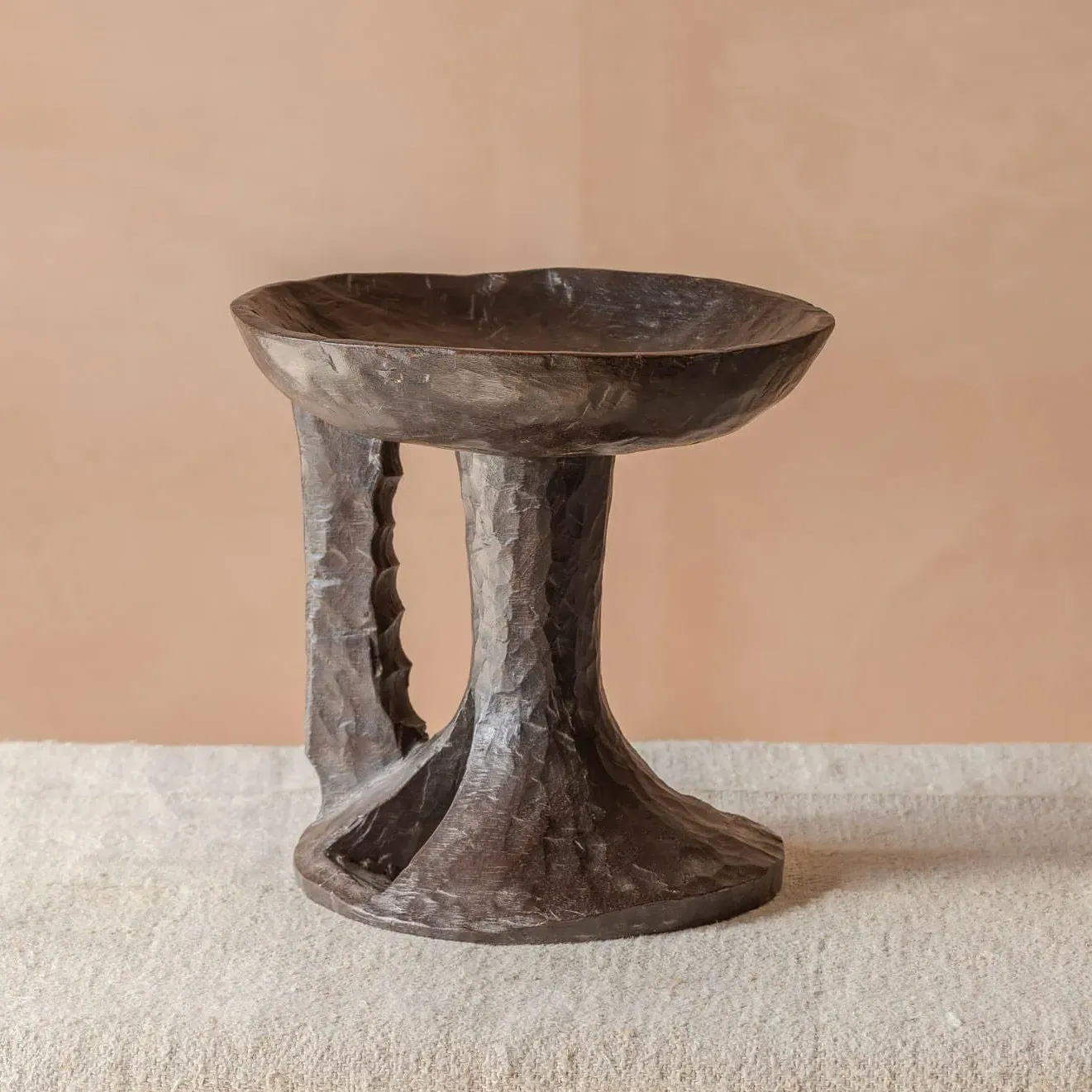 Vintage Tall Display Dish - Dark Wood