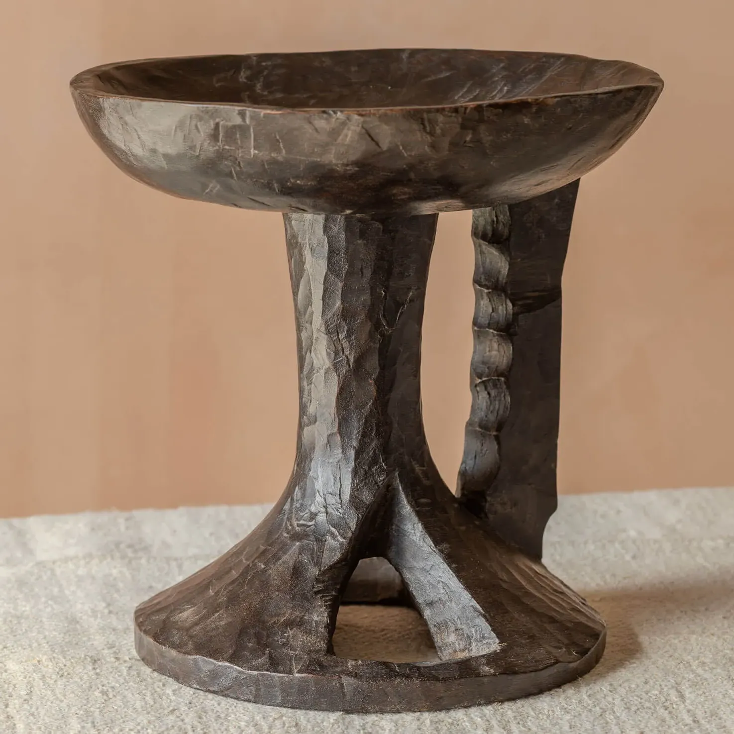 Vintage Tall Display Dish - Dark Wood