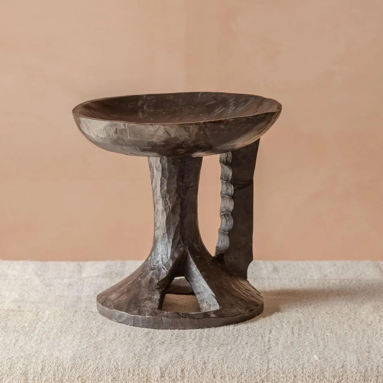 Vintage Tall Display Dish - Dark Wood