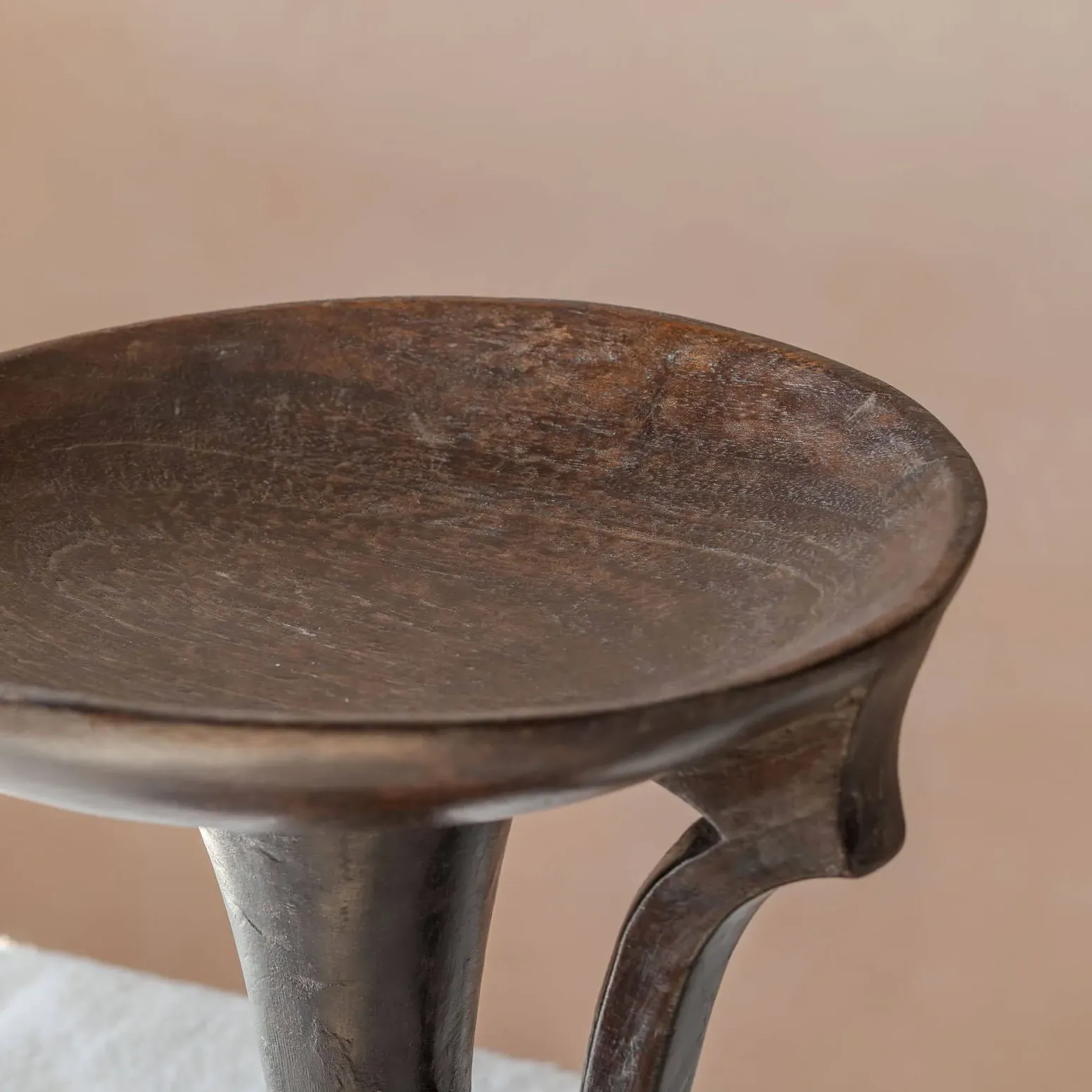 Vintage Tall Display Dish - Dark Wood