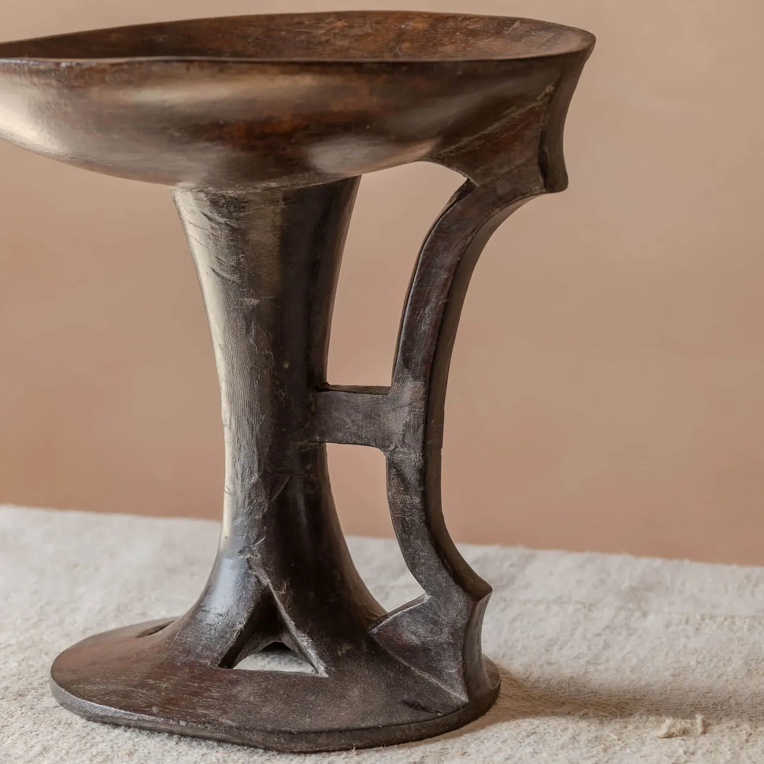 Vintage Tall Display Dish - Dark Wood