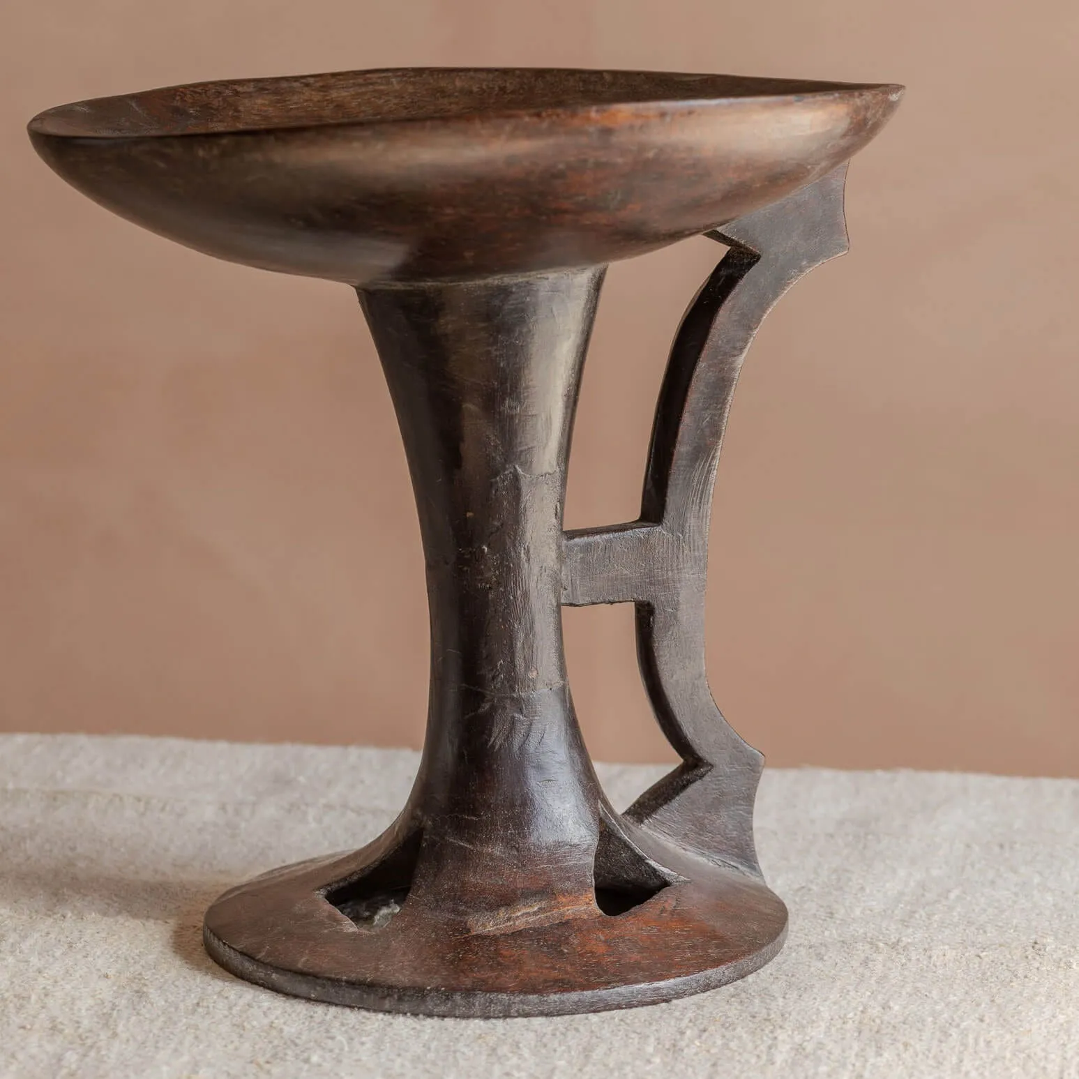 Vintage Tall Display Dish - Dark Wood