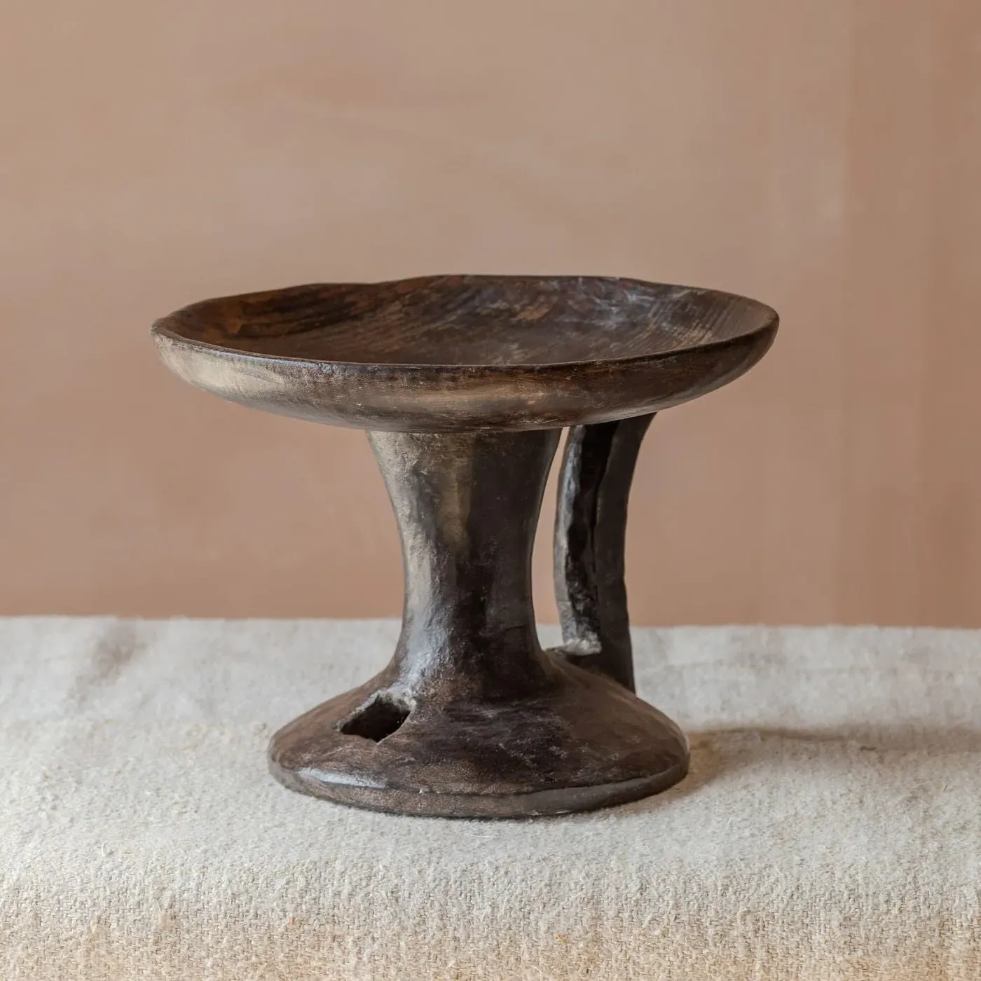 Vintage Tall Display Dish - Dark Wood image