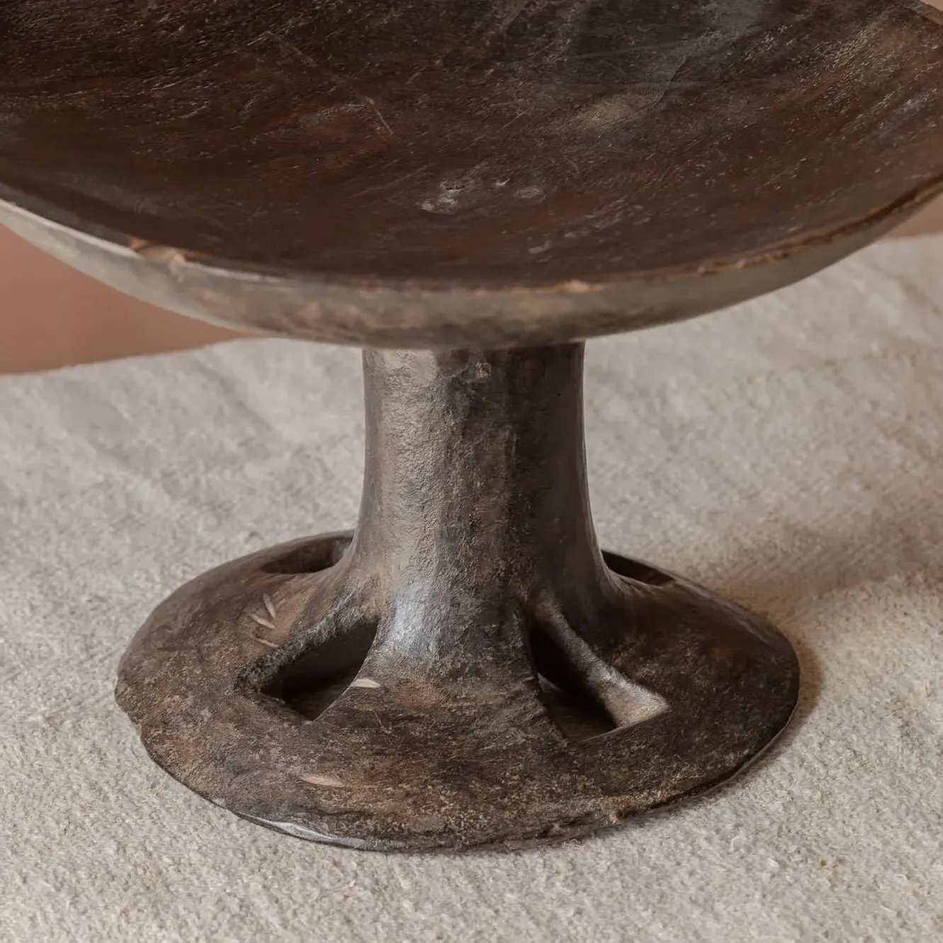 Vintage Tall Display Dish - Wood