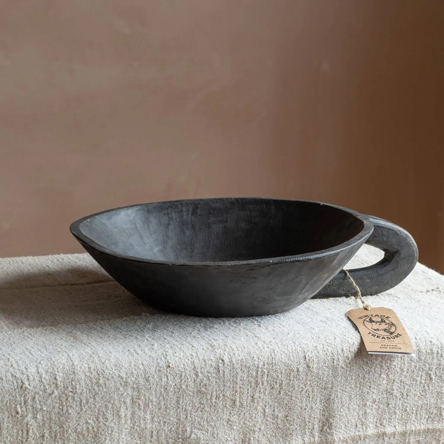 Vintage Wooden Decorative Dish - Black