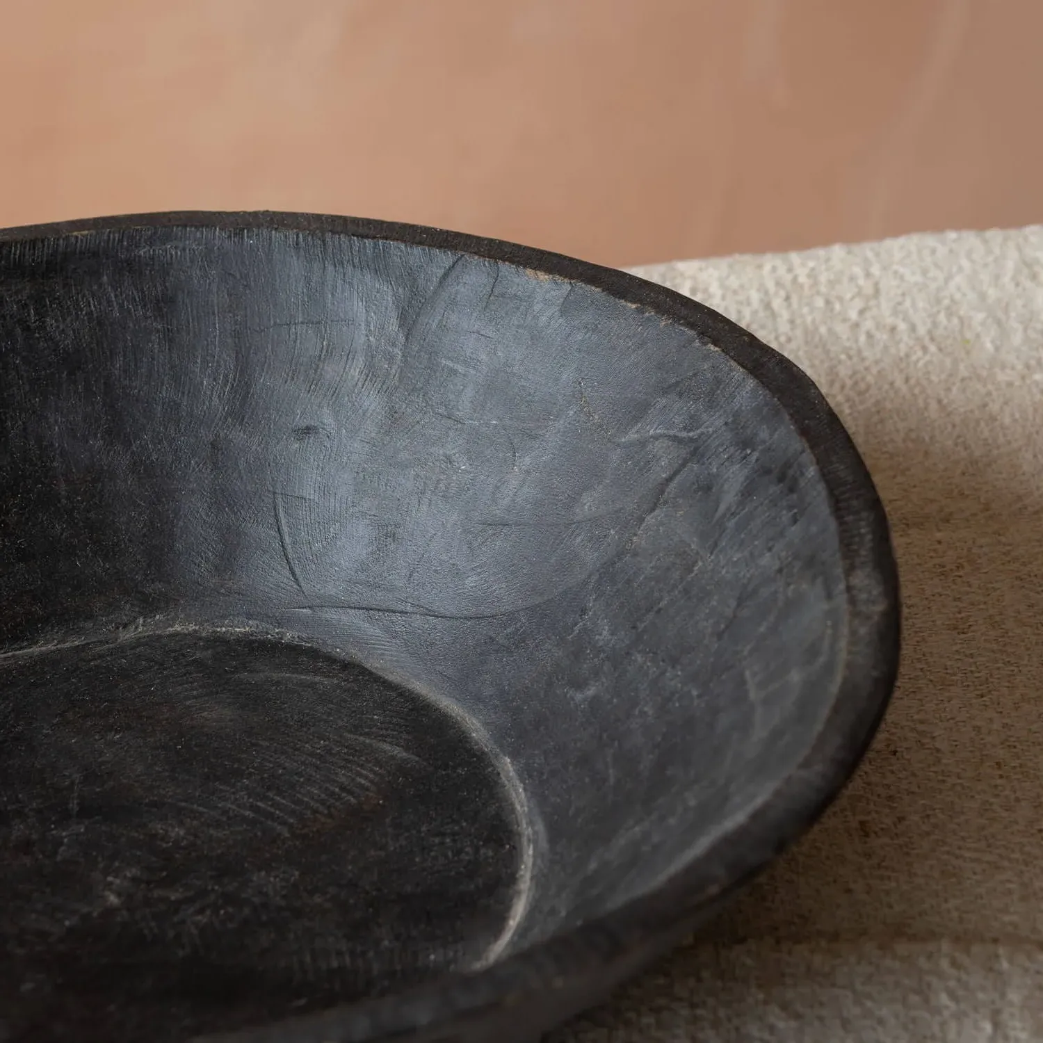 Vintage Wooden Decorative Dish - Black