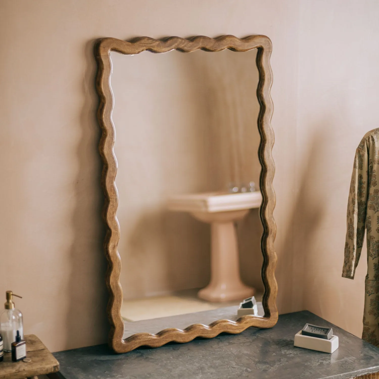 Wade Mango Wood Wall Mirror - Honey image