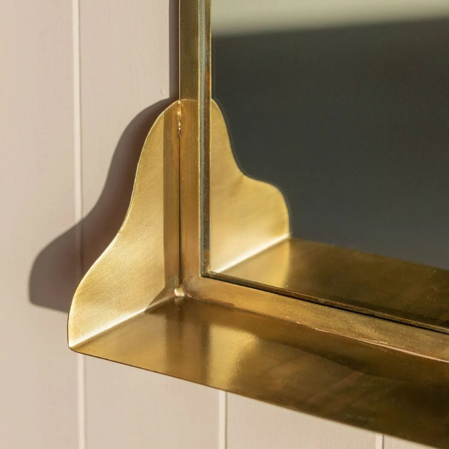 Wall Mirror with Shelf - Antique Brass