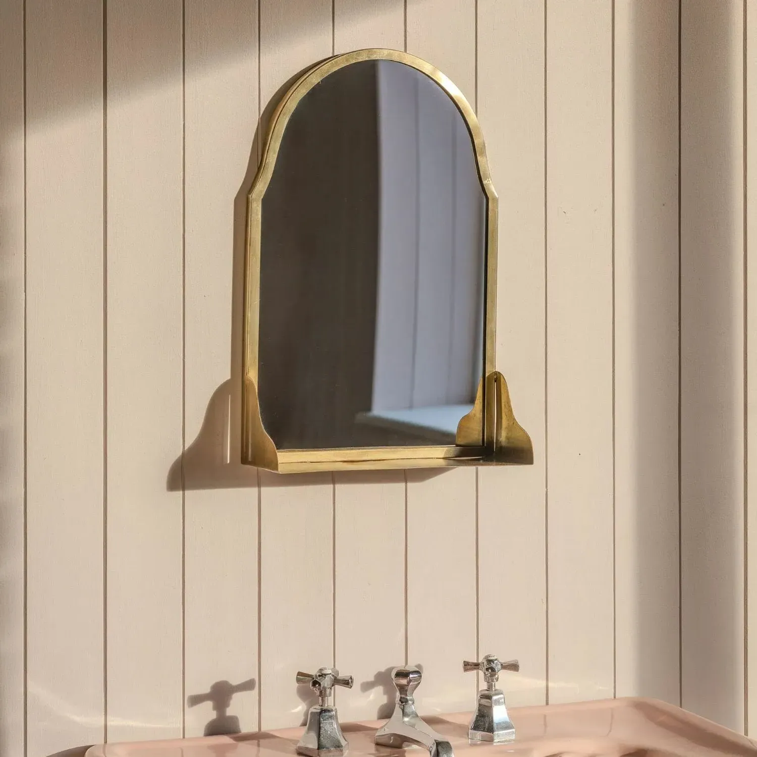 Wall Mirror with Shelf - Antique Brass image