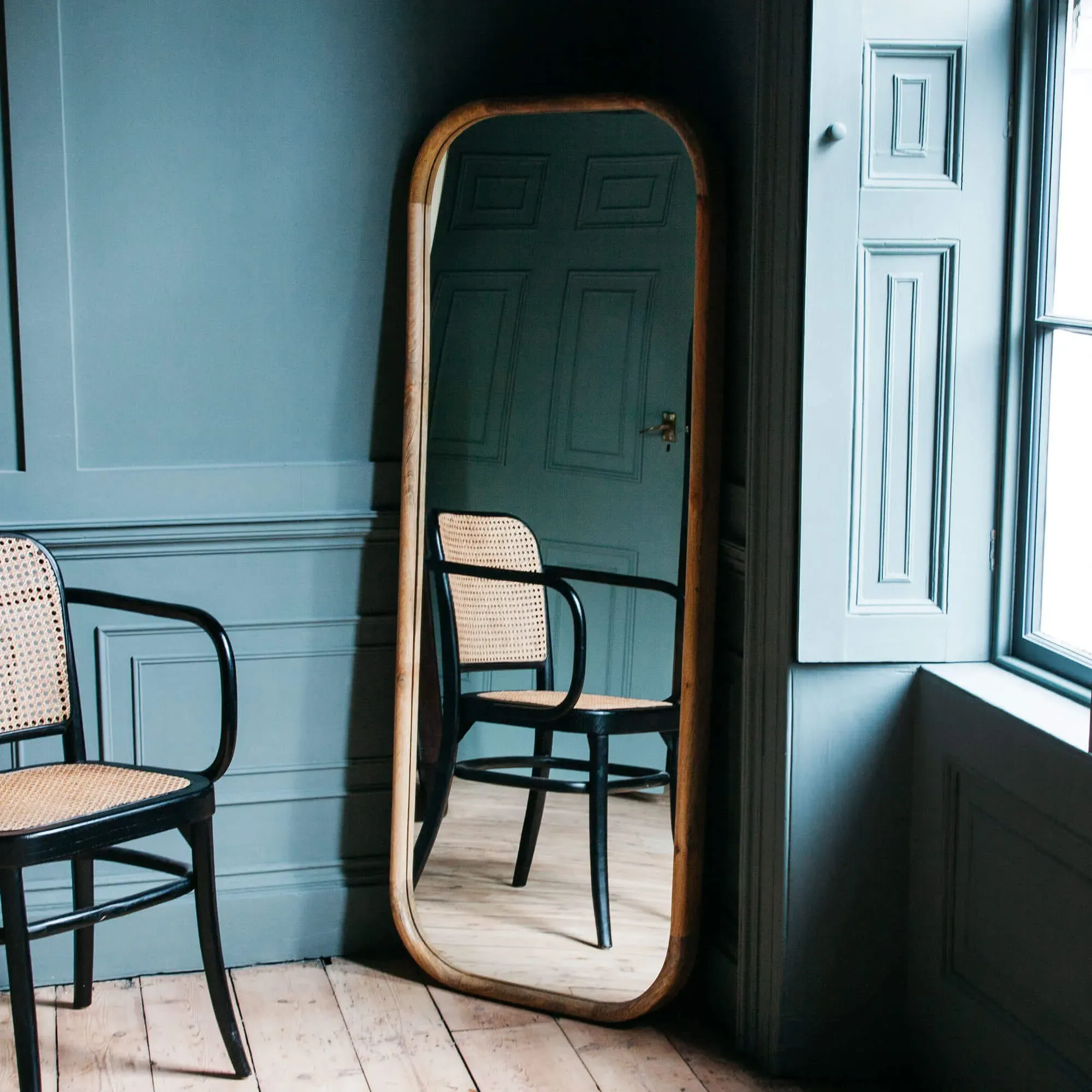 Walter Large Rectangular Mirror - Natural Wood