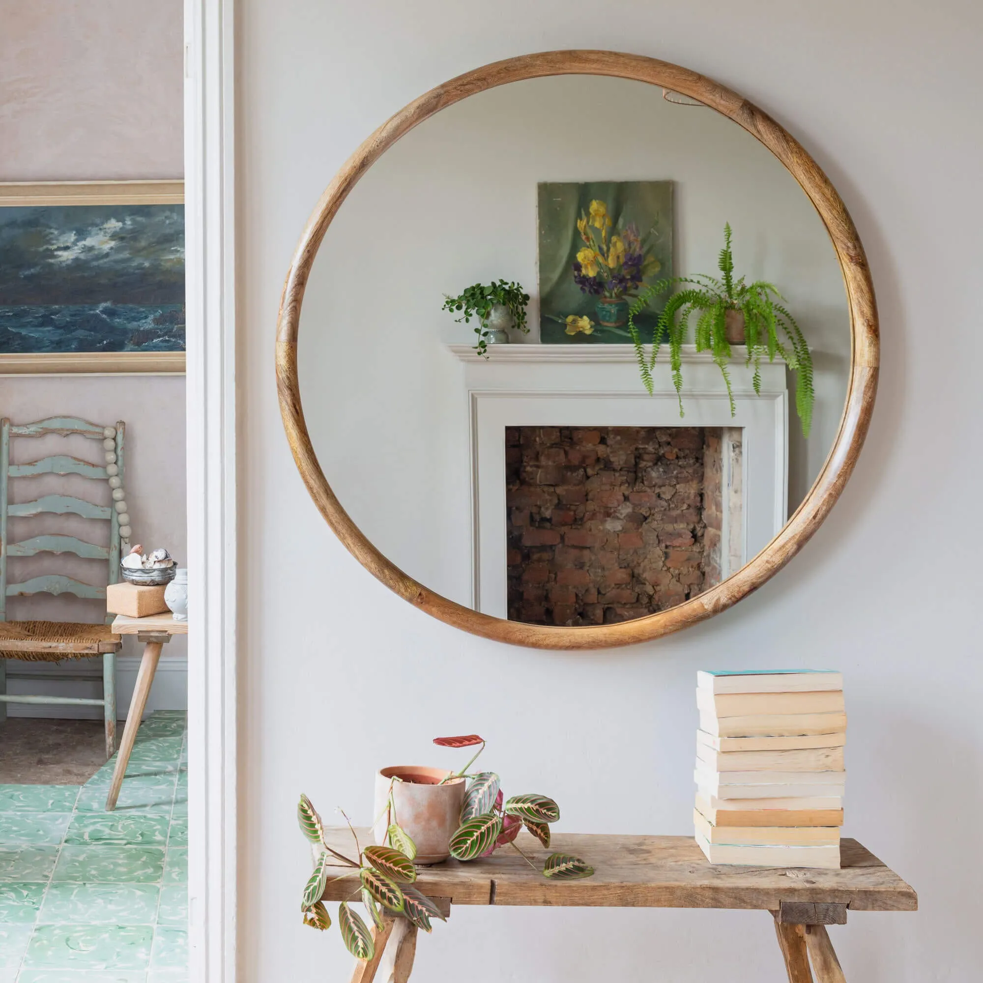 Walter Large Round Mirror - Natural Mango Wood