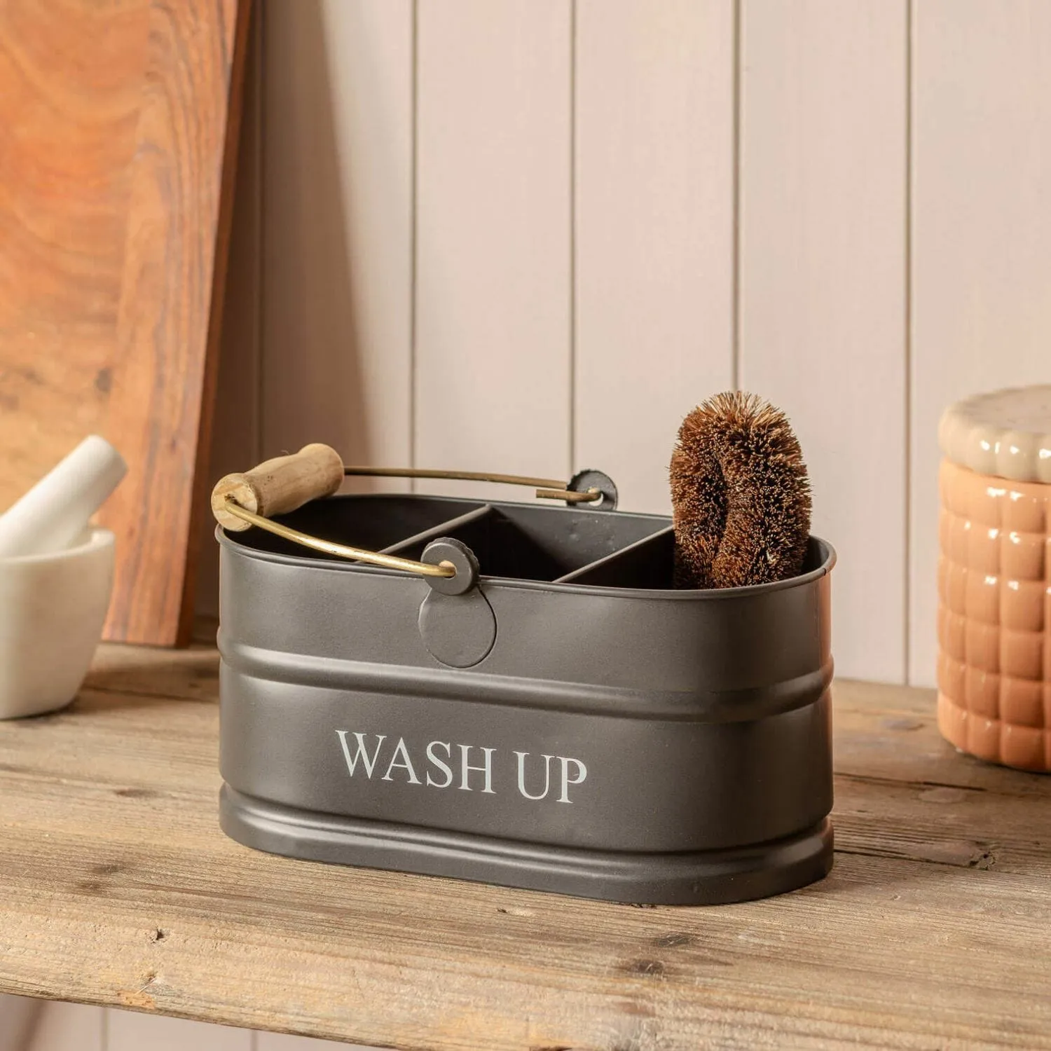 Washing Up Caddy with 3 Compartments - Carbon Grey, Steel image