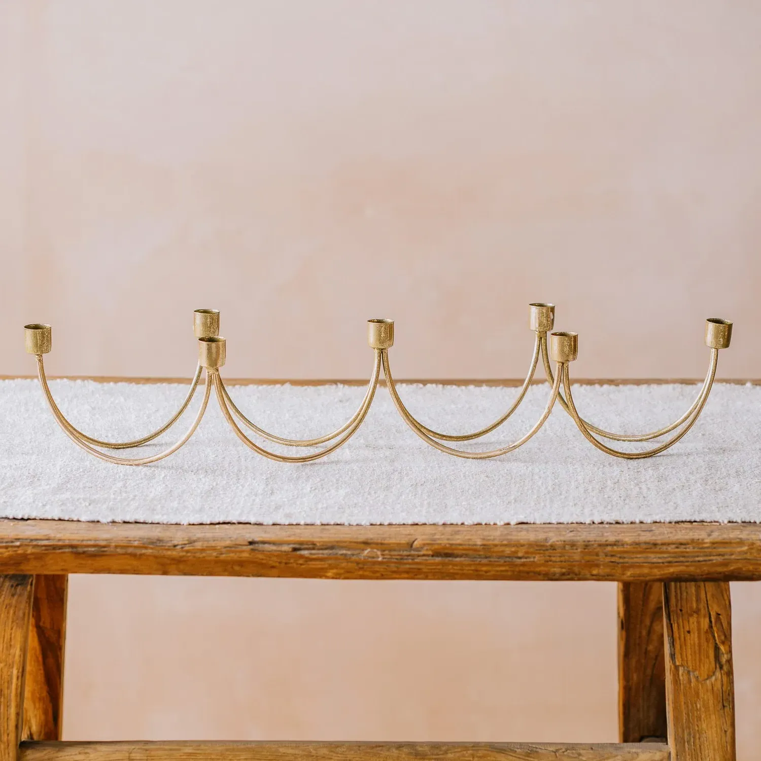 Wave Candle Holder - Gold, Iron