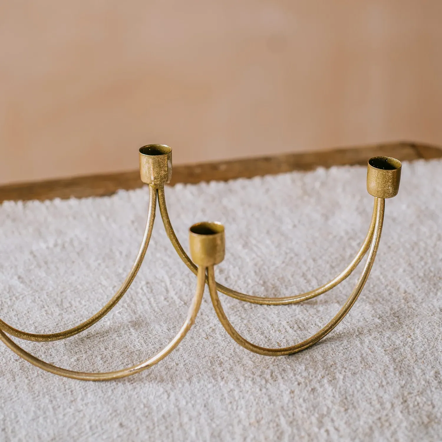 Wave Candle Holder - Gold, Iron