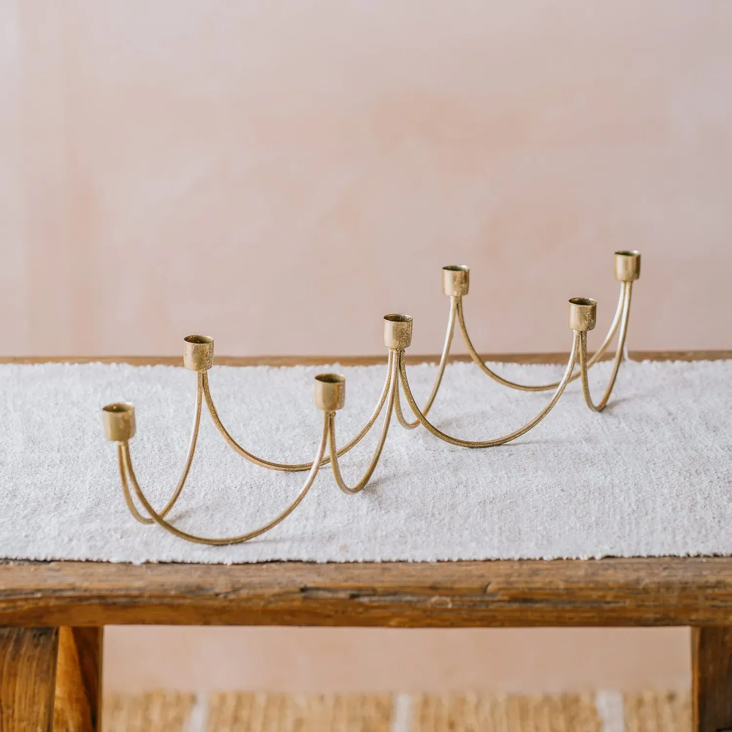 Wave Candle Holder - Gold, Iron image