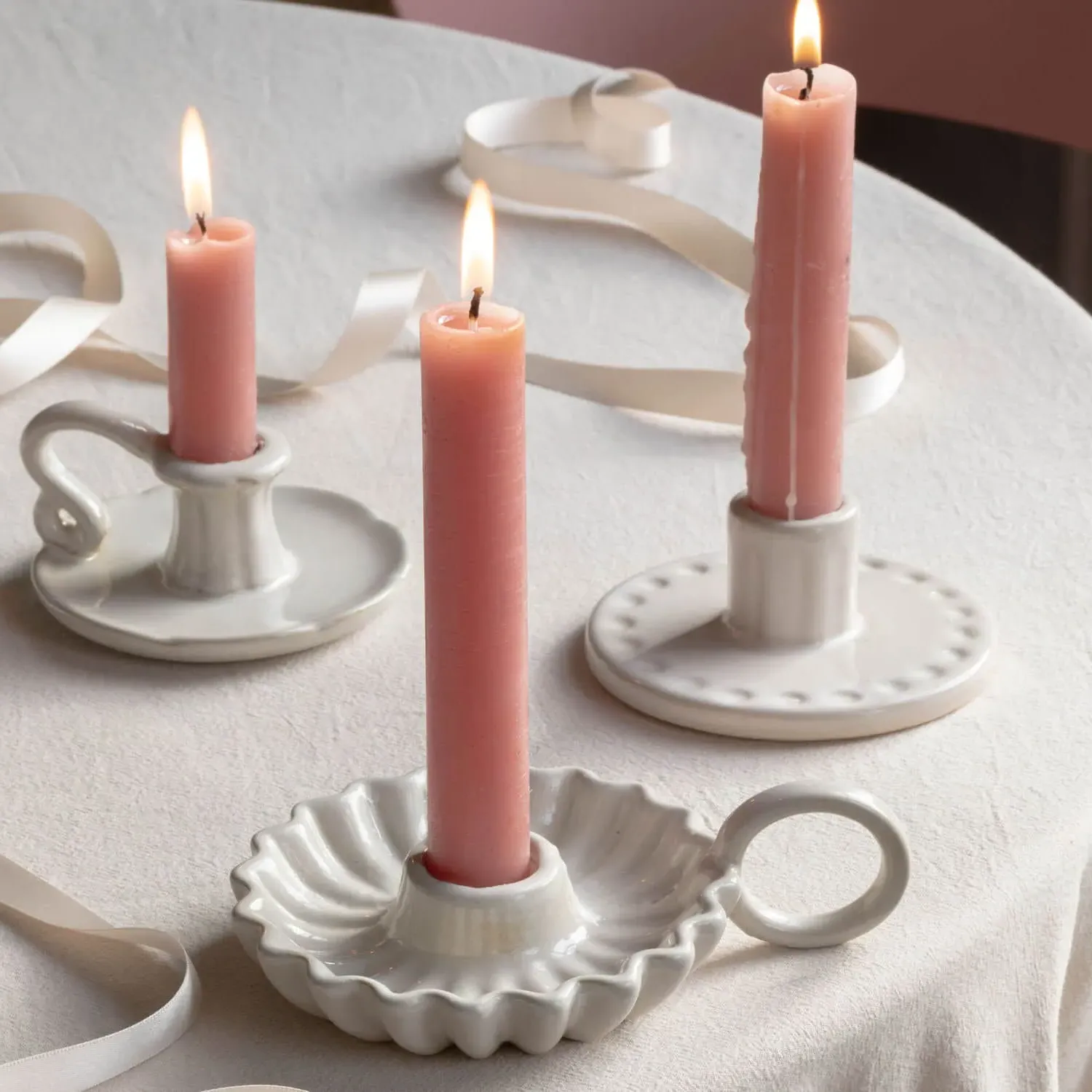 Wave Ceramic Candle Holder - Stoneware