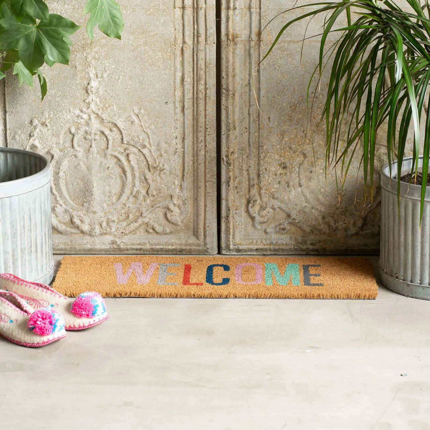 Welcome Door Mat - Multi-Colour, Coconut Fibre