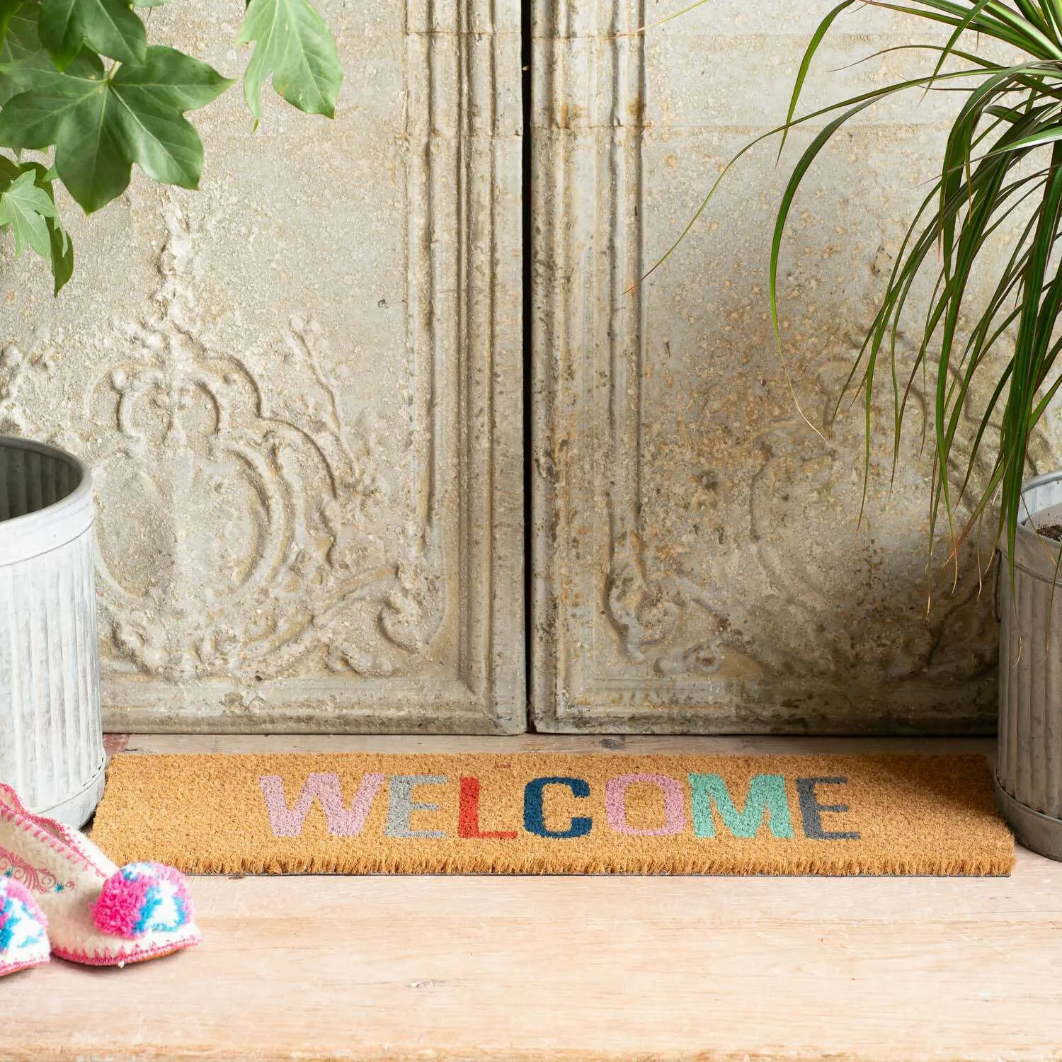 Welcome Door Mat - Multi-Colour, Coconut Fibre