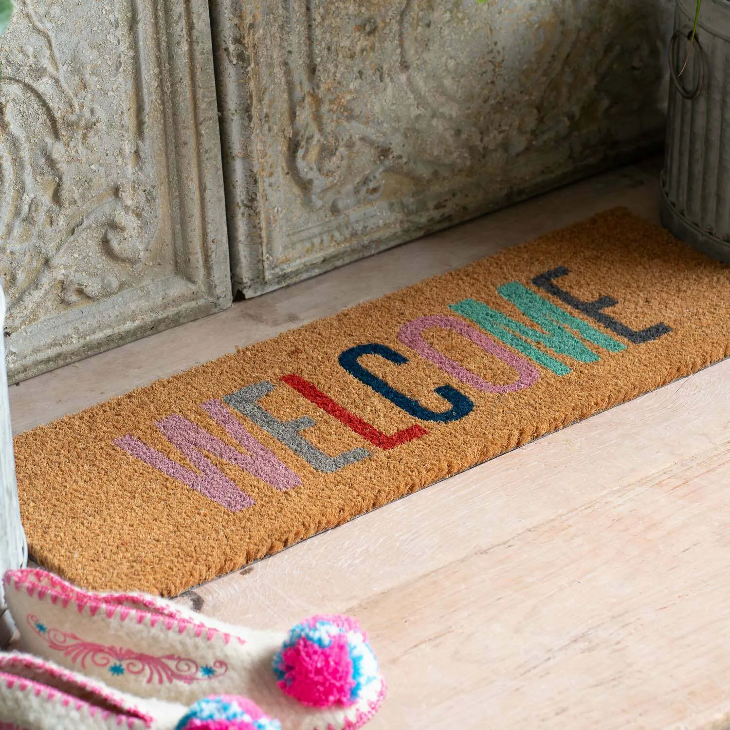 Welcome Door Mat - Multi-Colour, Coconut Fibre