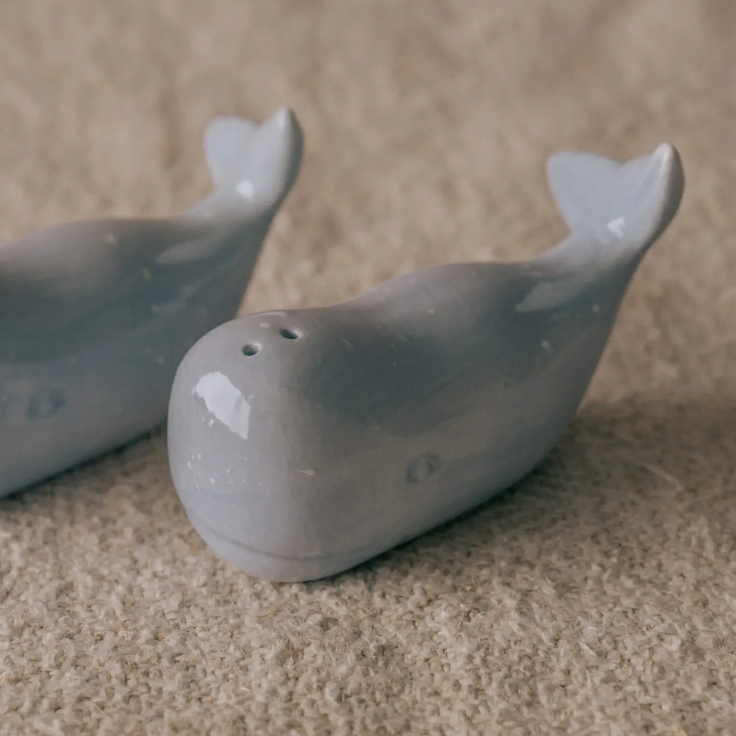 Whale Salt & Pepper Set - Light Grey, Dolomite