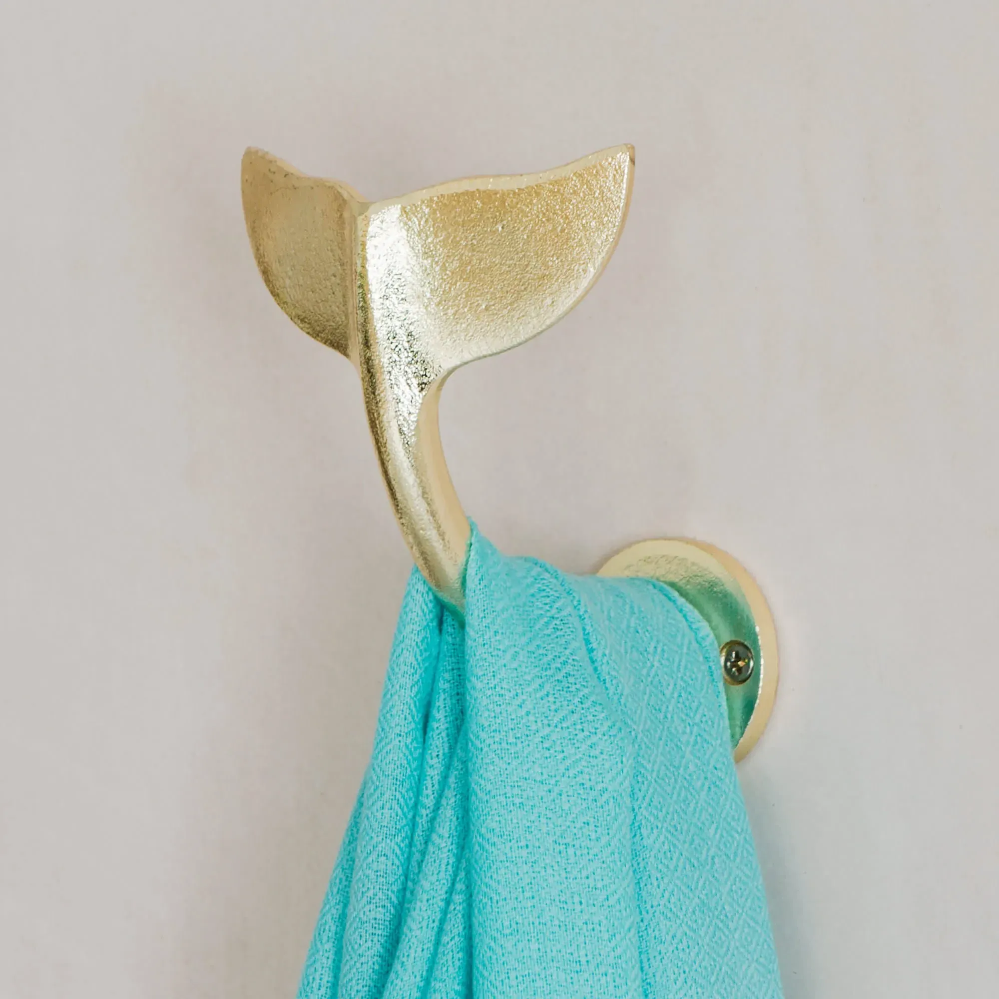 Whale Tail Wall Hook - Gold, Aluminium