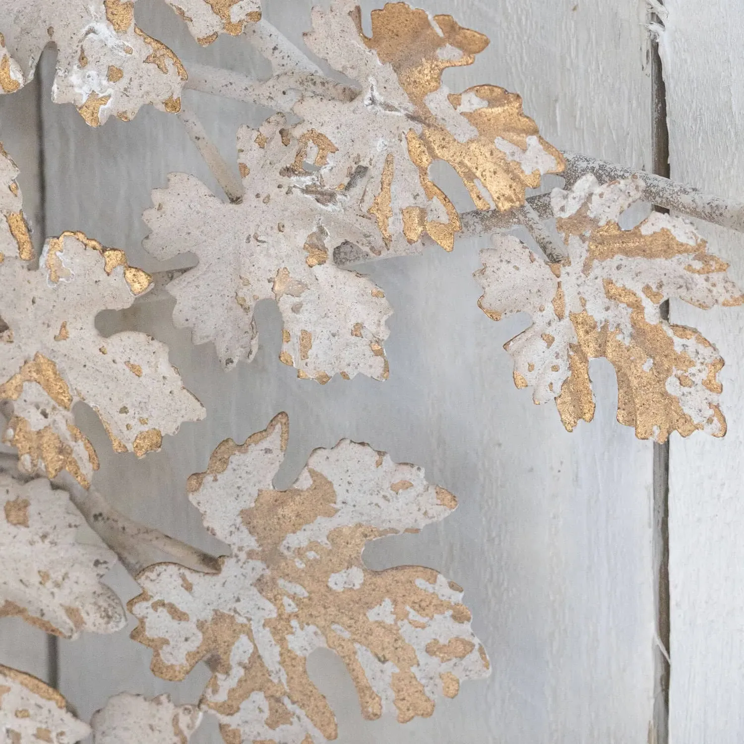 White and Gold Leaves Wall Light - White, Iron