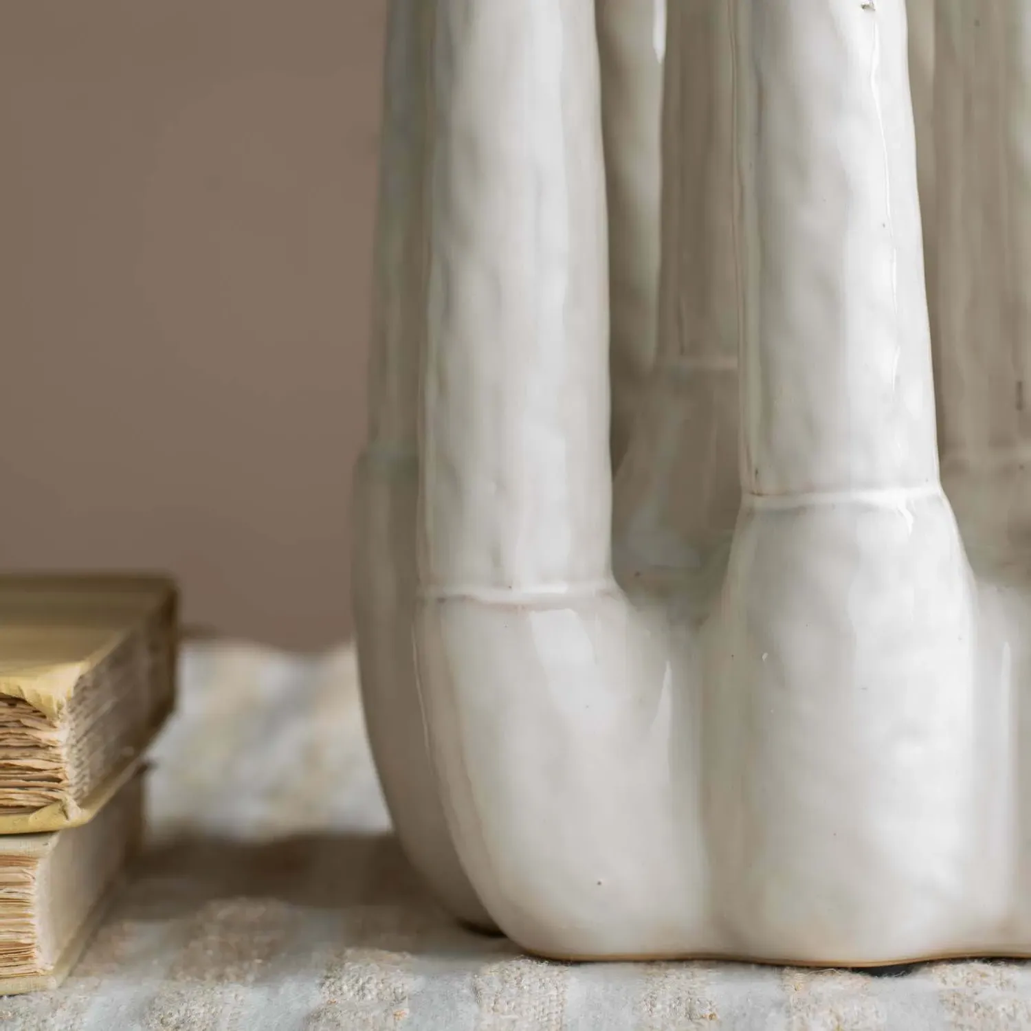 White Ceramic Multi-Stem Vase - White