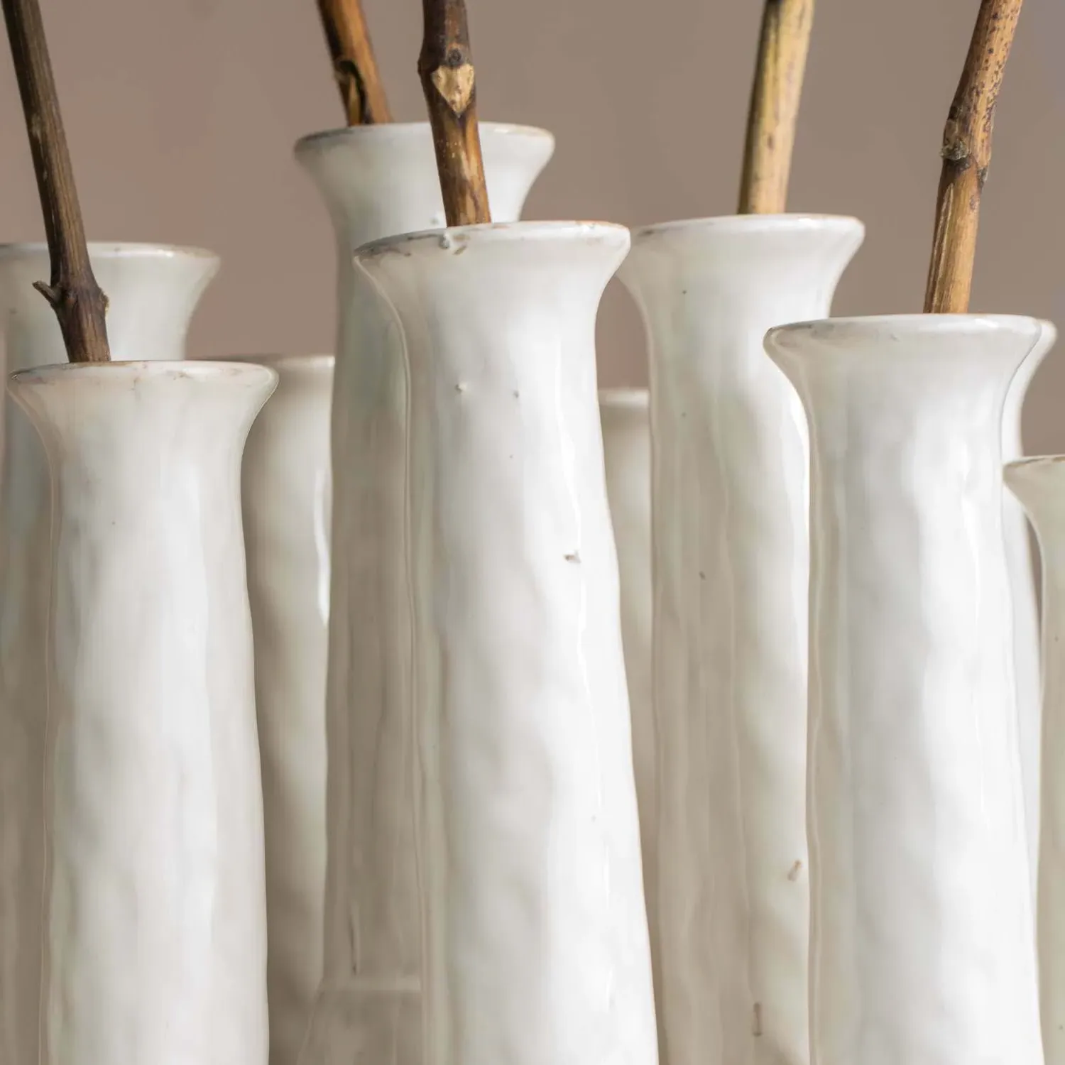 White Ceramic Multi-Stem Vase - White