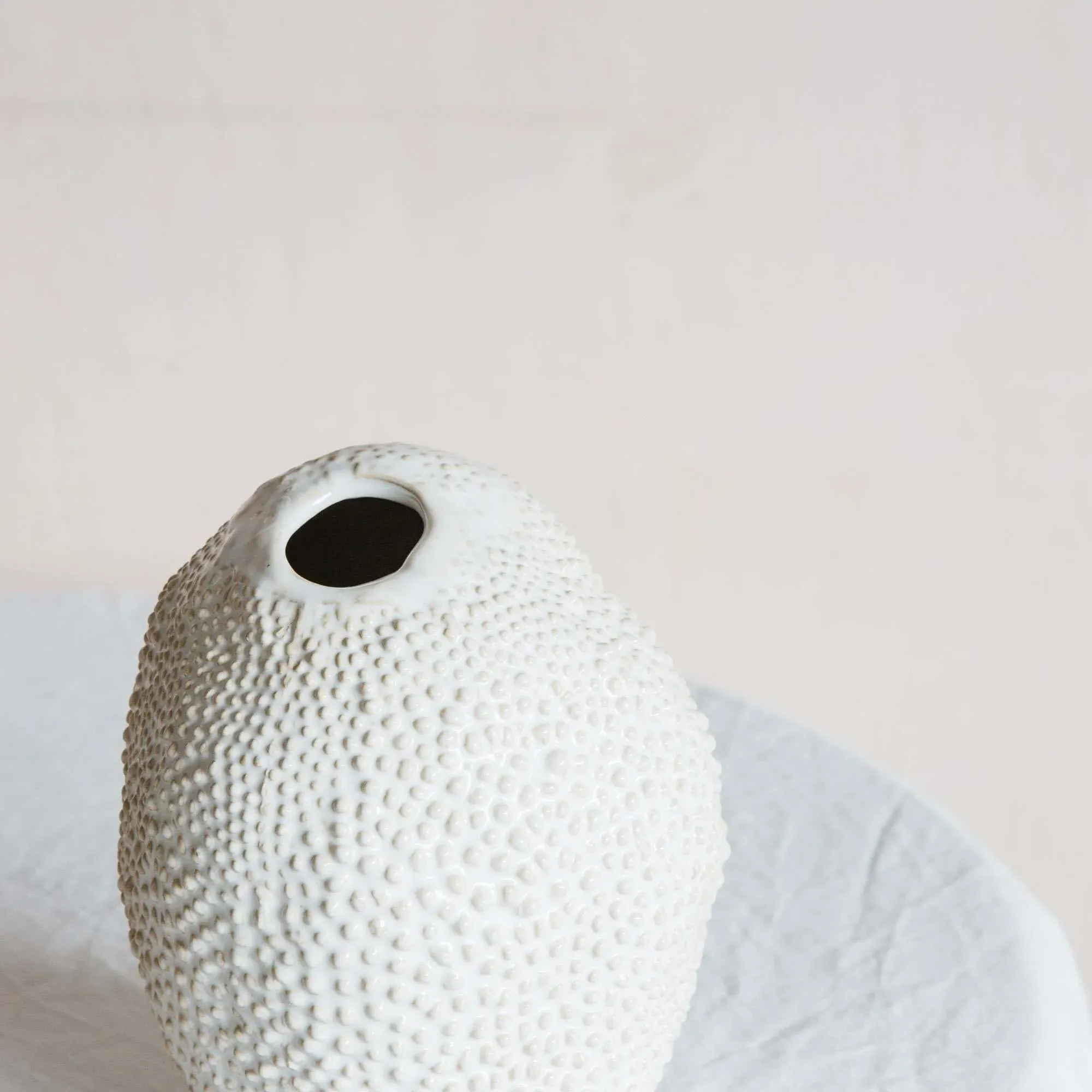 White Jackfruit Vase - White, Ceramic