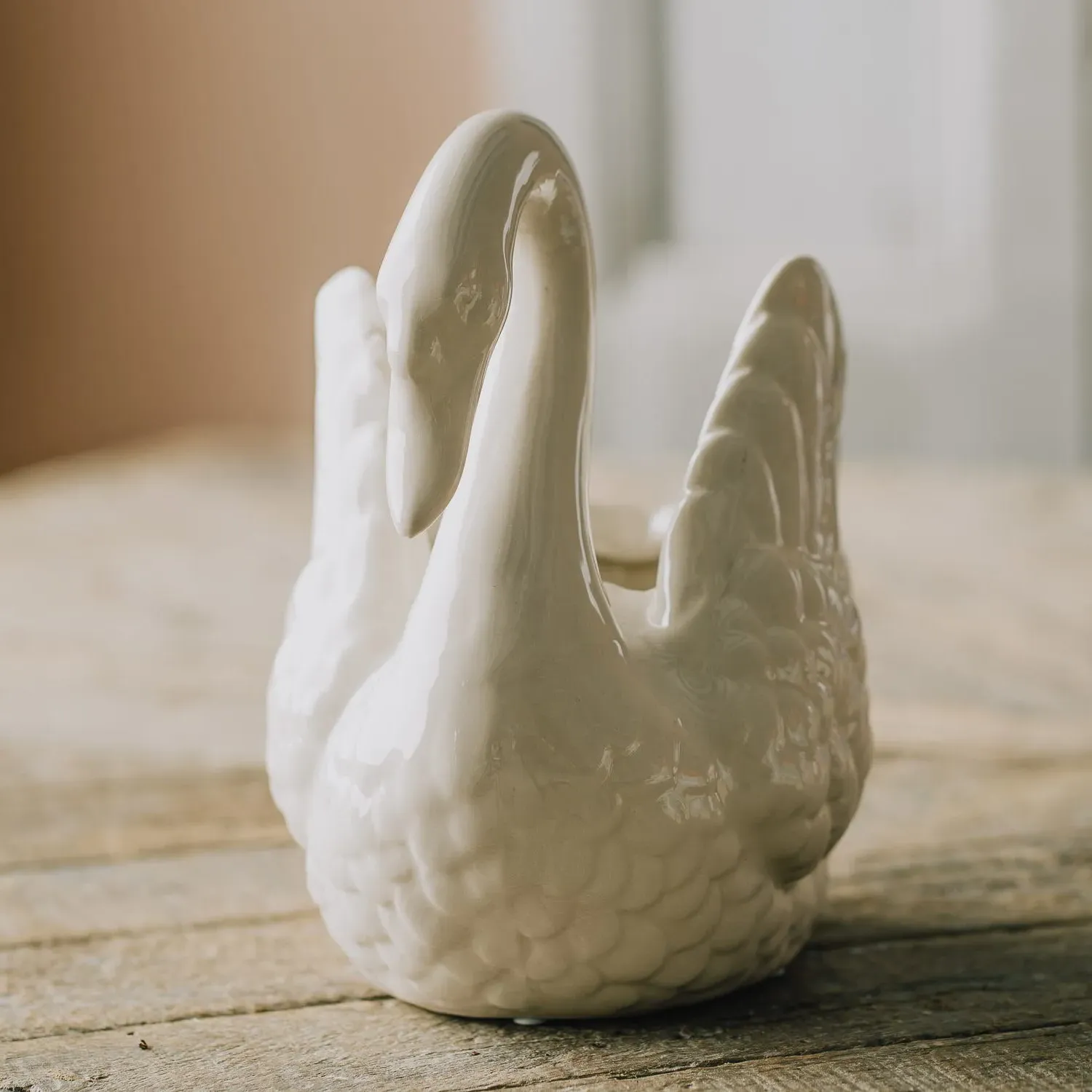 White Swan Vase - White, Ceramic
