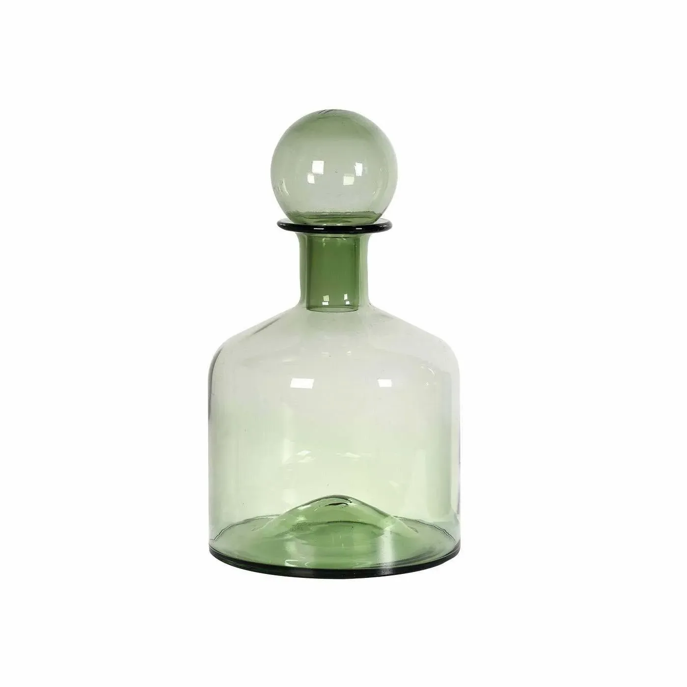 Wide Glass Bottle with Stopper - Green