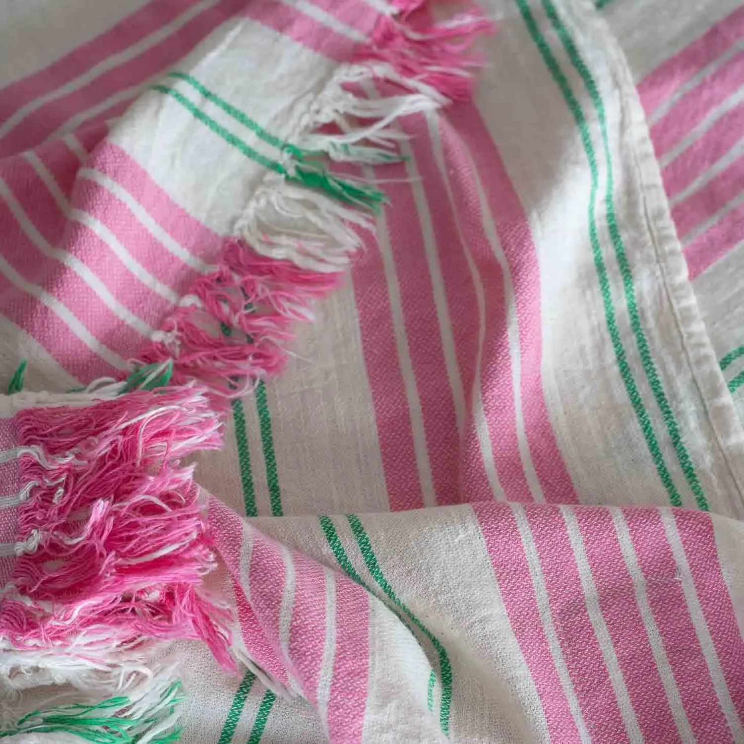 Wide Stripe Turkish Beach Towel Wrap - Pink
