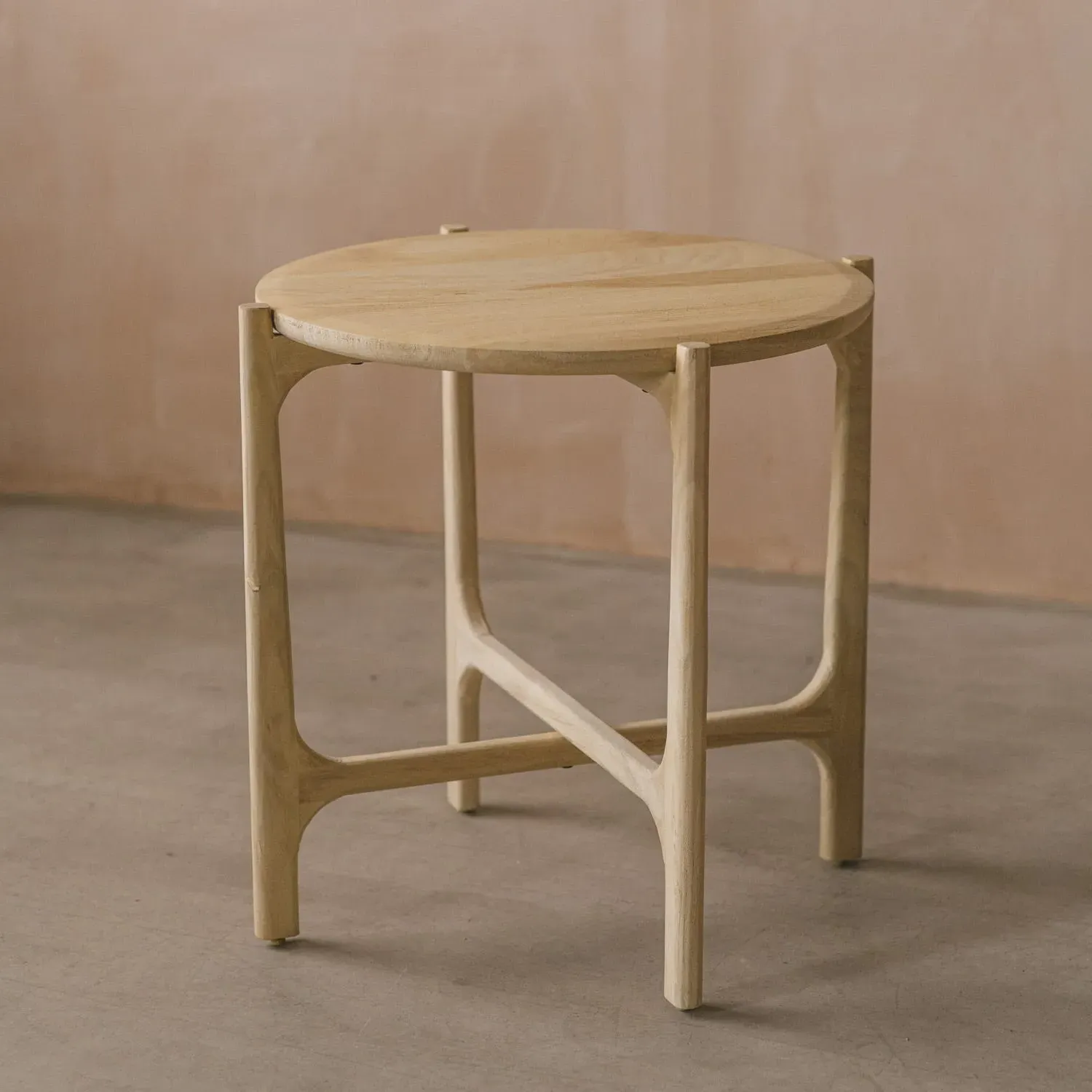 Willow Round Side Table - Natural, Mango Wood