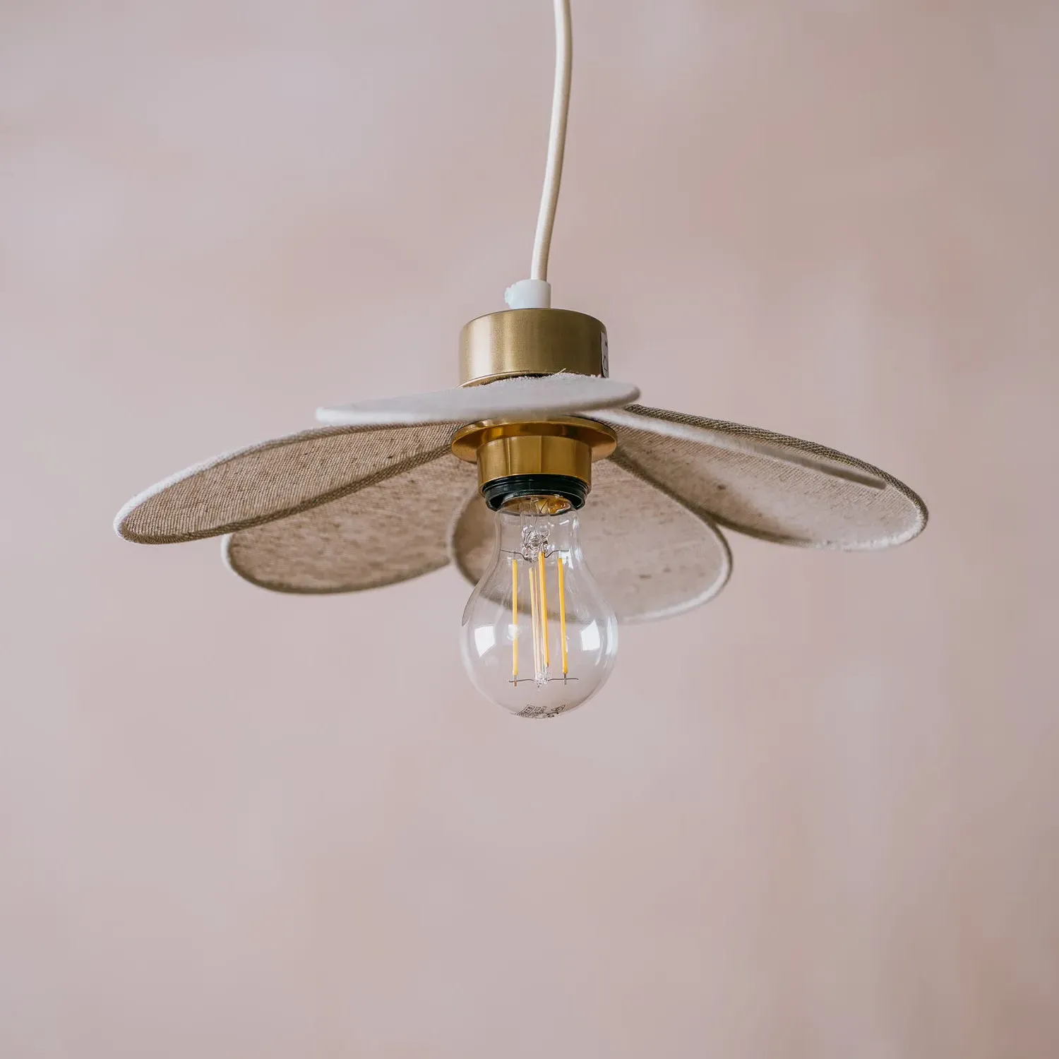 Winged Fabric Ceiling Light - Antiqued Brass