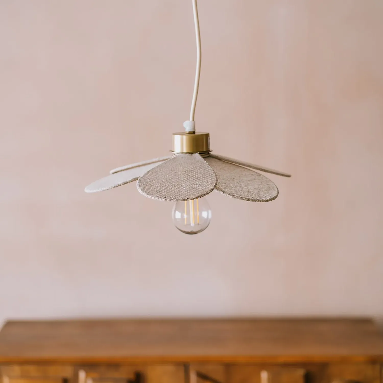 Winged Fabric Ceiling Light - Antiqued Brass