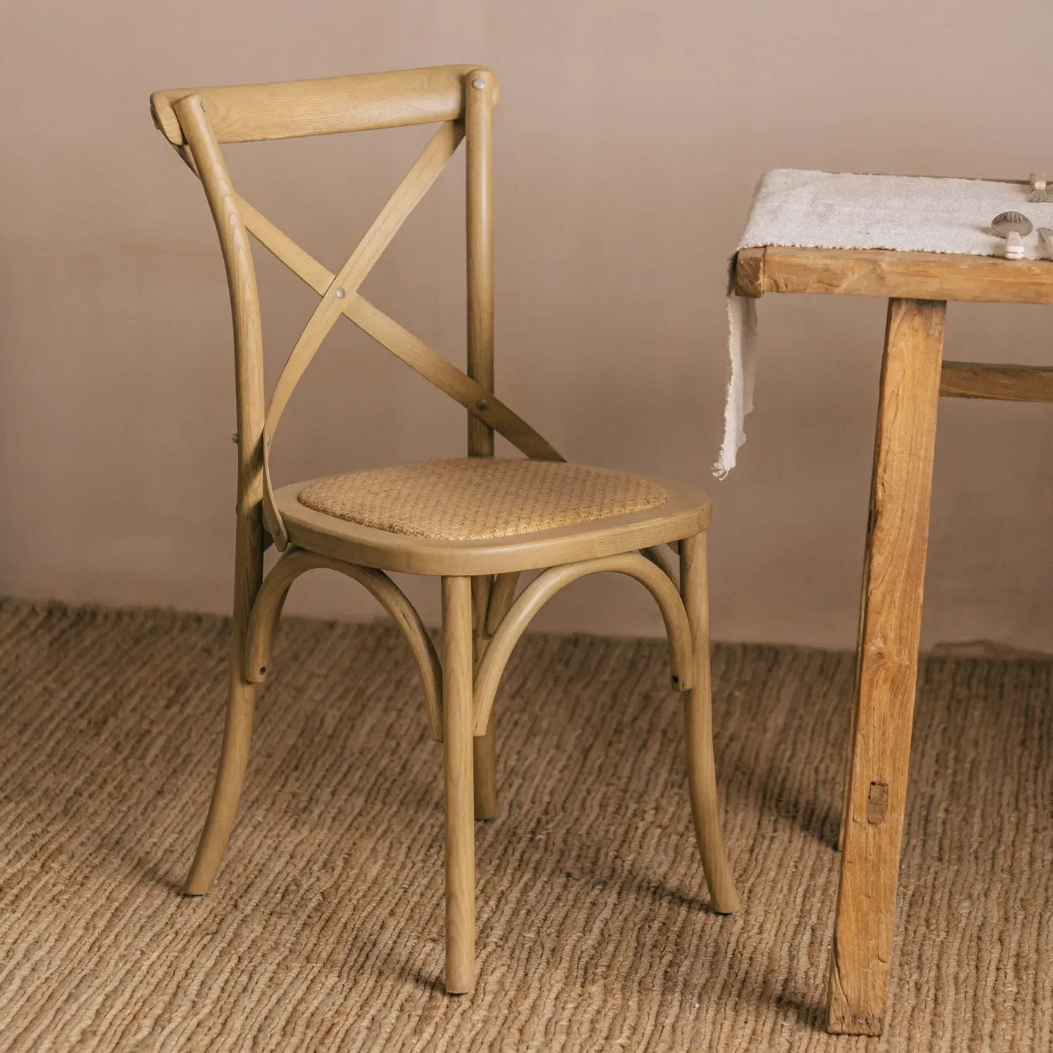 Winslet Cross Back Dining Chair - Natural, Ash Wood image