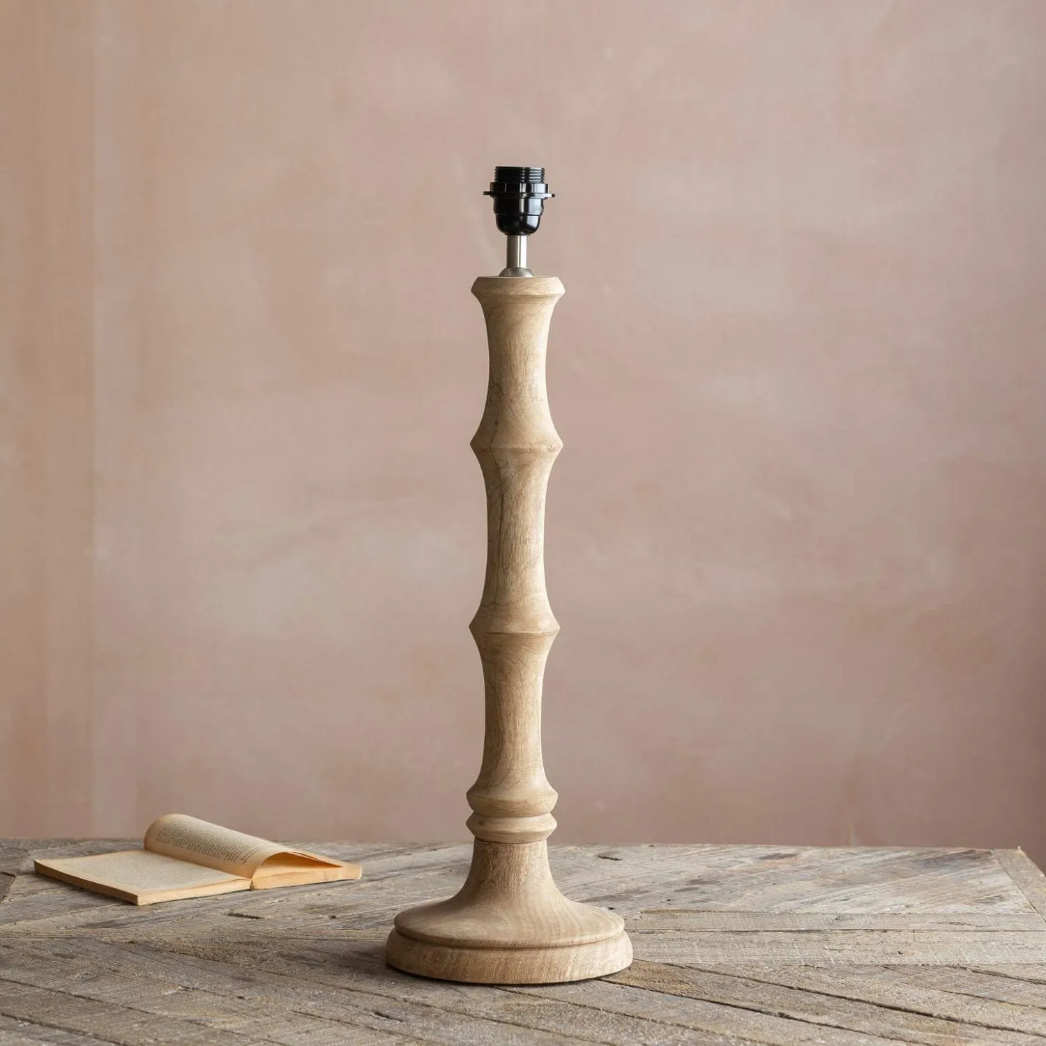 Wooden Bamboo Medium Table Lamp - Mango Wood