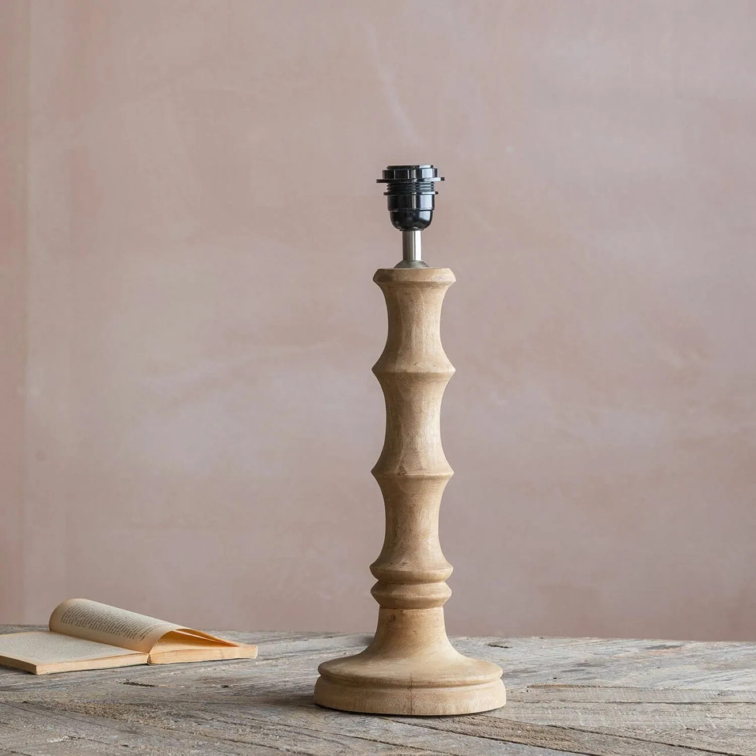 Wooden Bamboo Small Table Lamp - Mango Wood