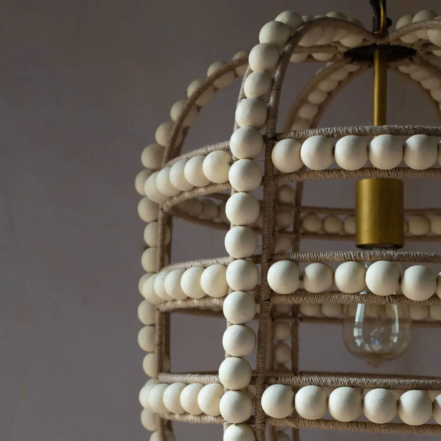 Wooden Bead Pendant Light - Natural