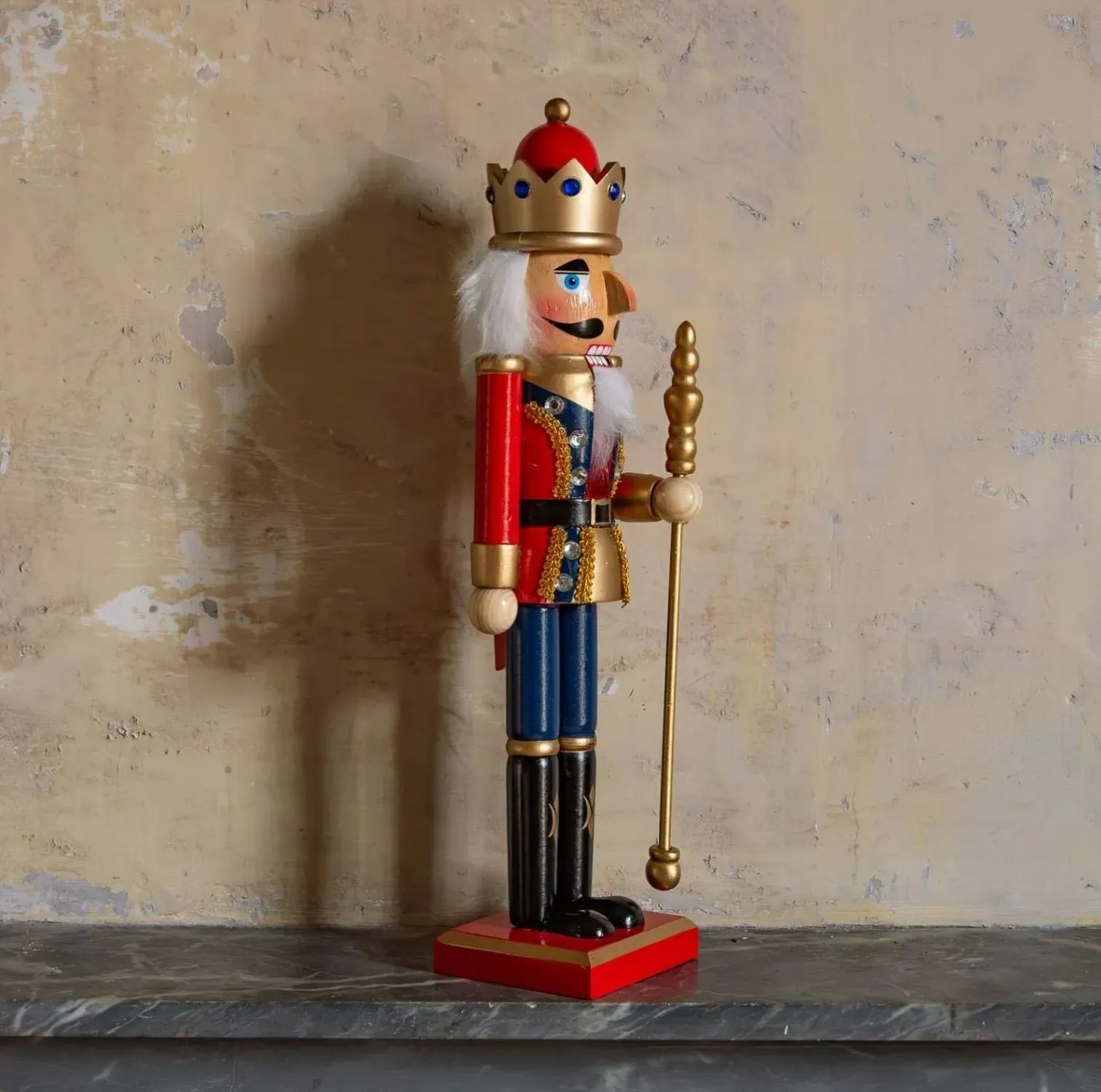 Wooden Bejeweled Nutcracker with Staff image